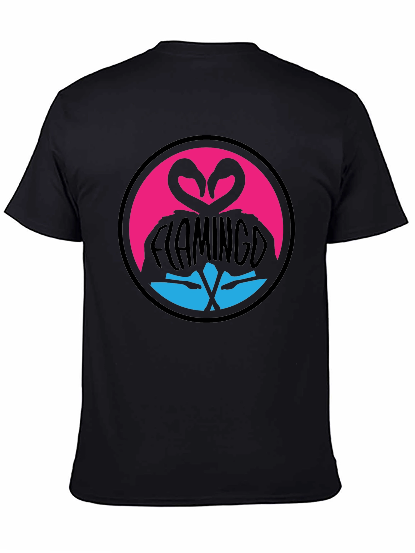 Flamingo Heart T-Shirt - Graphic Print Crew Neck Tee