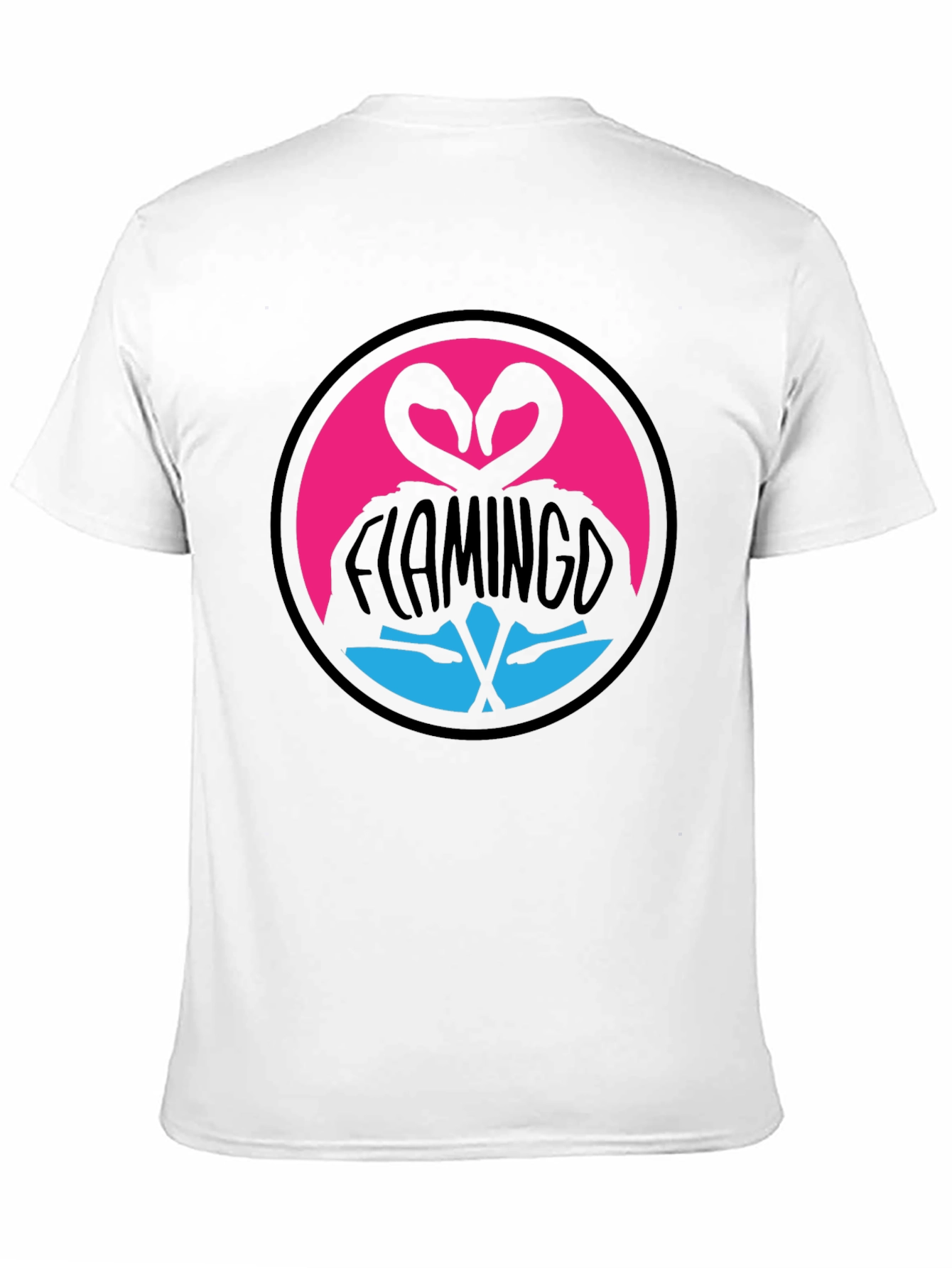 Flamingo Heart T-Shirt - Graphic Print Crew Neck Tee