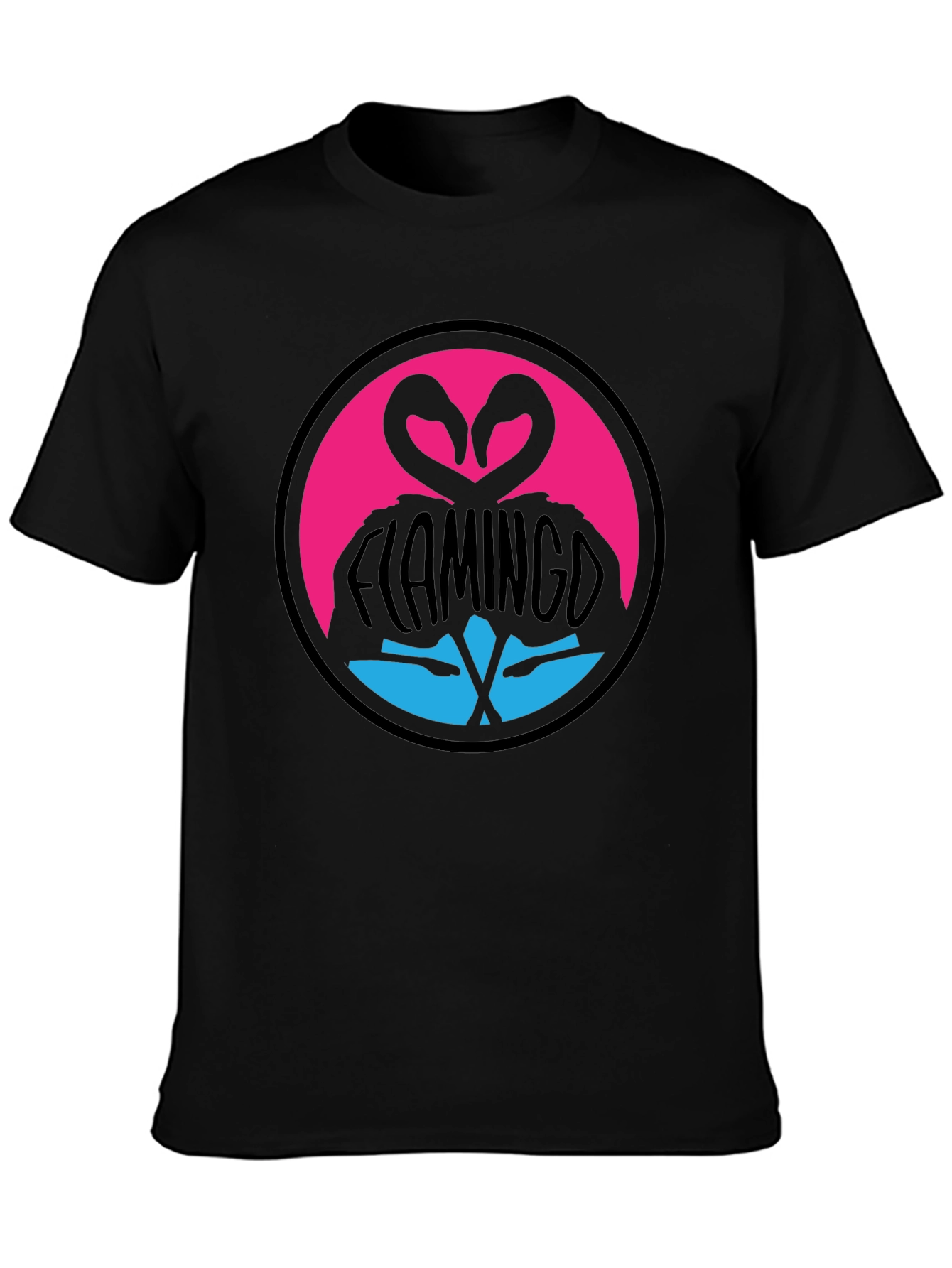Flamingo Heart T-Shirt - Graphic Print Crew Neck Tee
