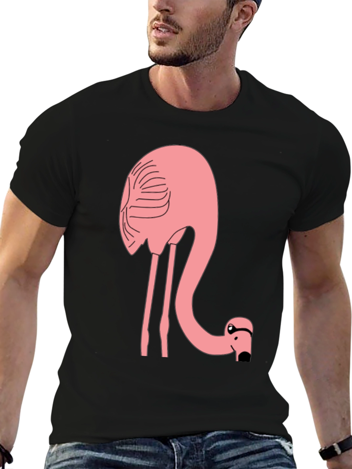 Flamingo T-Shirt - Black Cotton Tee