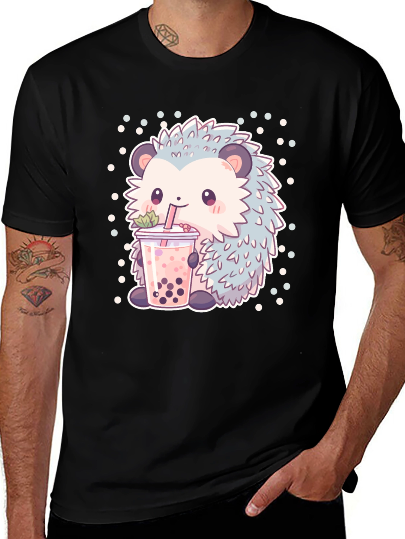 Cute Hedgehog Boba Tea T-Shirt