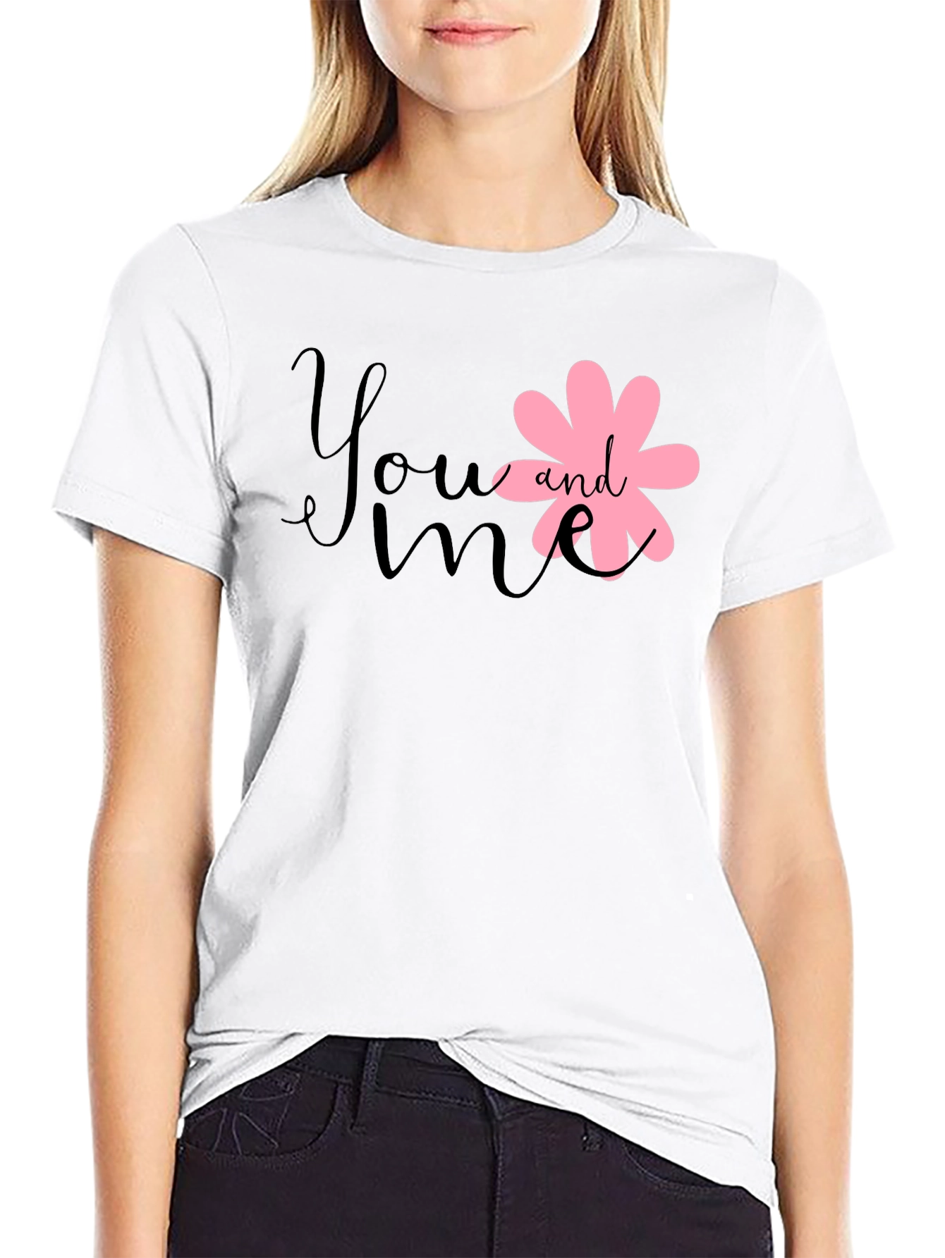 Cute You and Me Graphic Black Tee