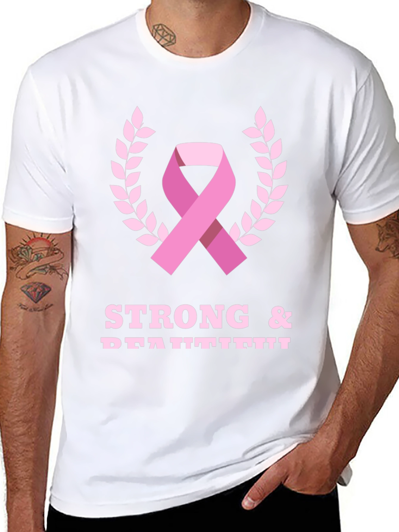 Strong & Beautiful Breast Cancer Awareness Ribbon T-Shirt