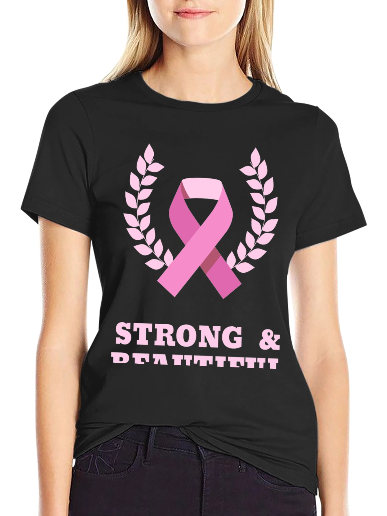 Strong & Beautiful Breast Cancer Awareness Ribbon T-Shirt
