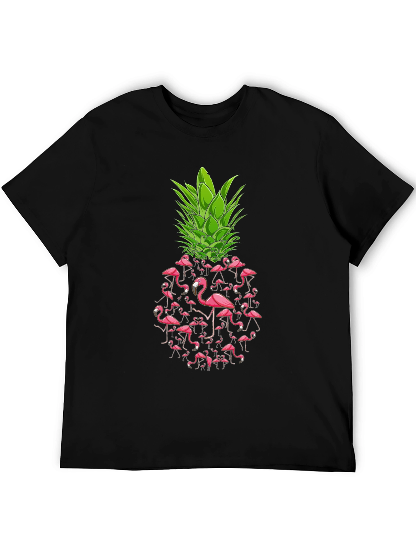 Flamingo Pineapple Graphic Tee - Black