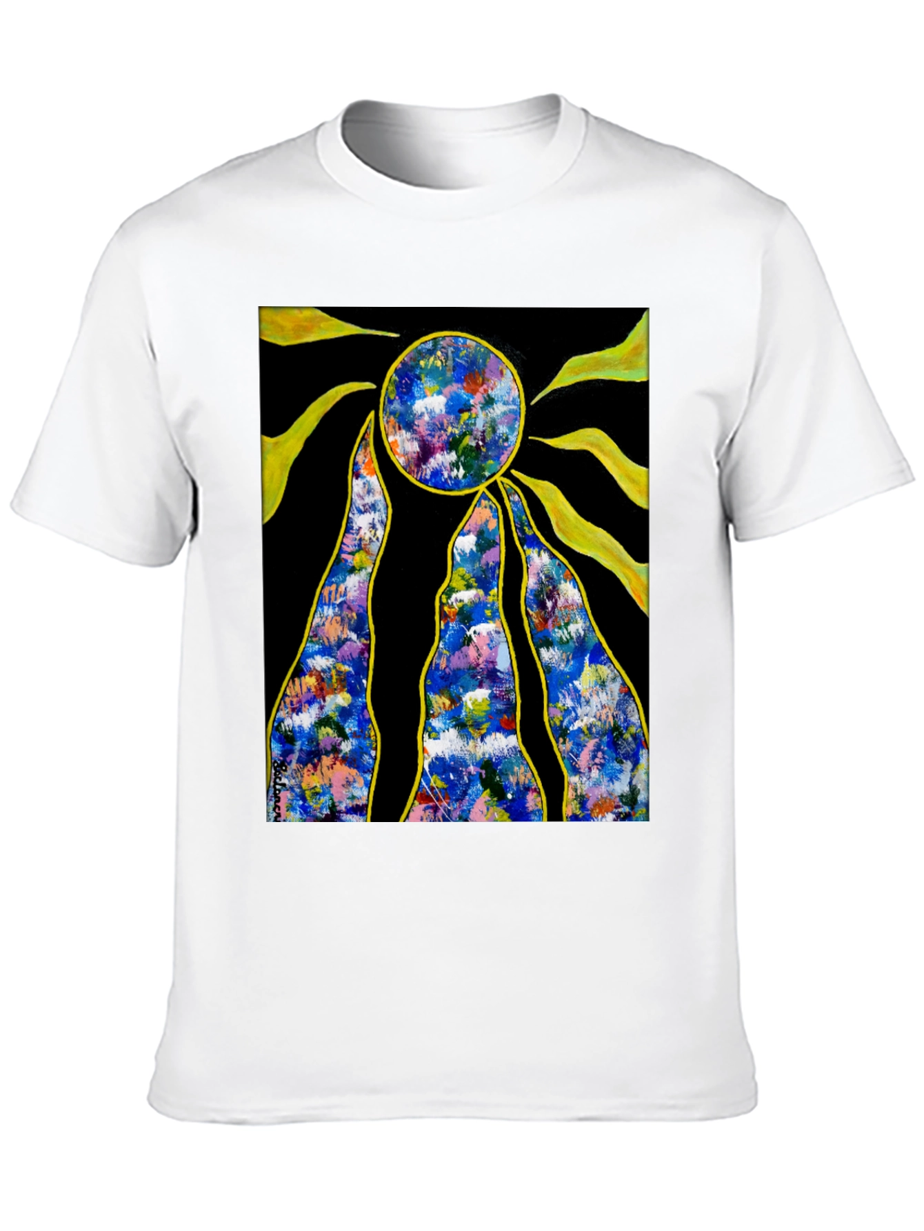 Abstract Sun Graphic Black T-Shirt