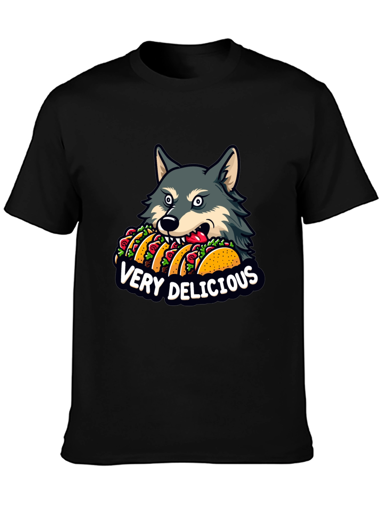 Wolf Eating Tacos Graphic Tee - Very Delicious!
