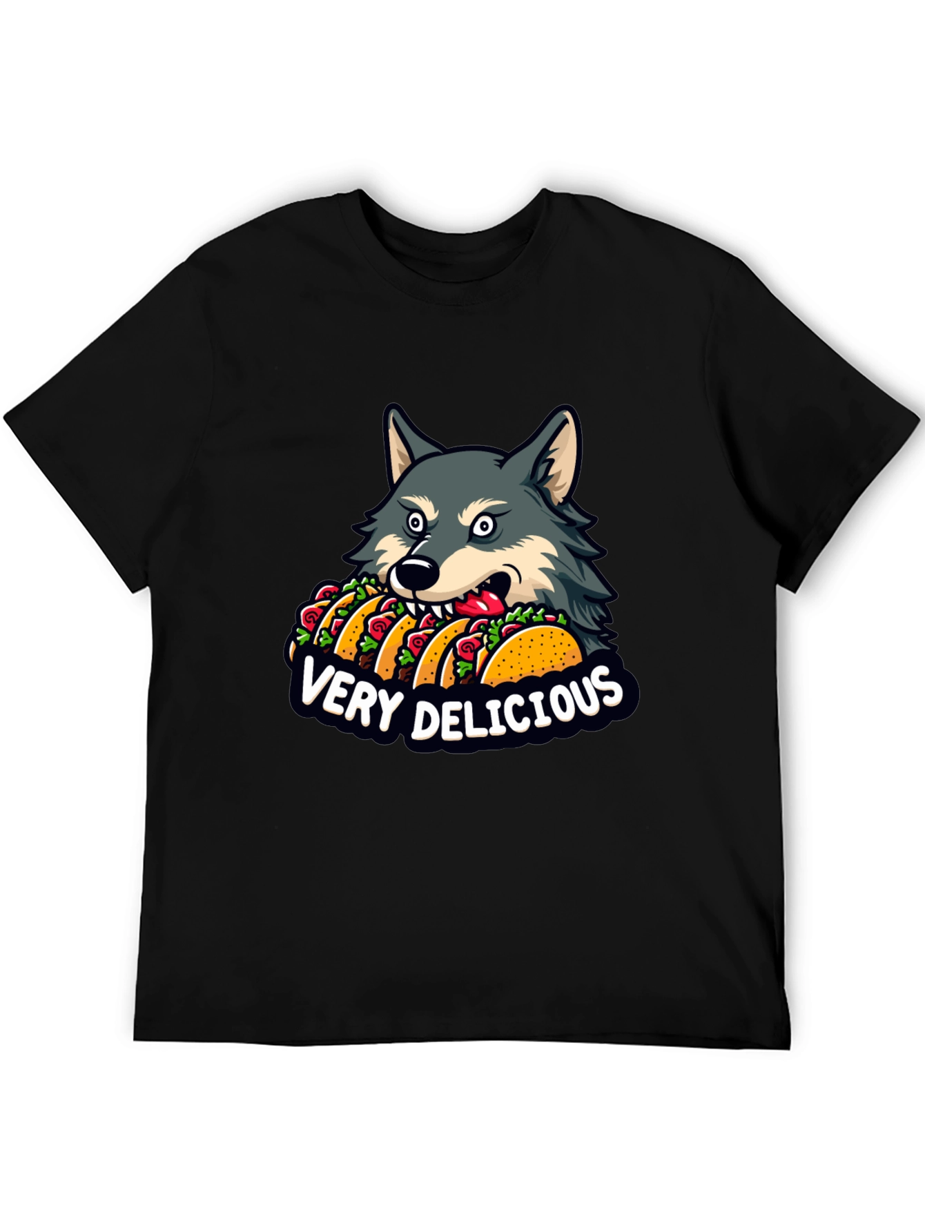 Wolf Eating Tacos Graphic Tee - Very Delicious!