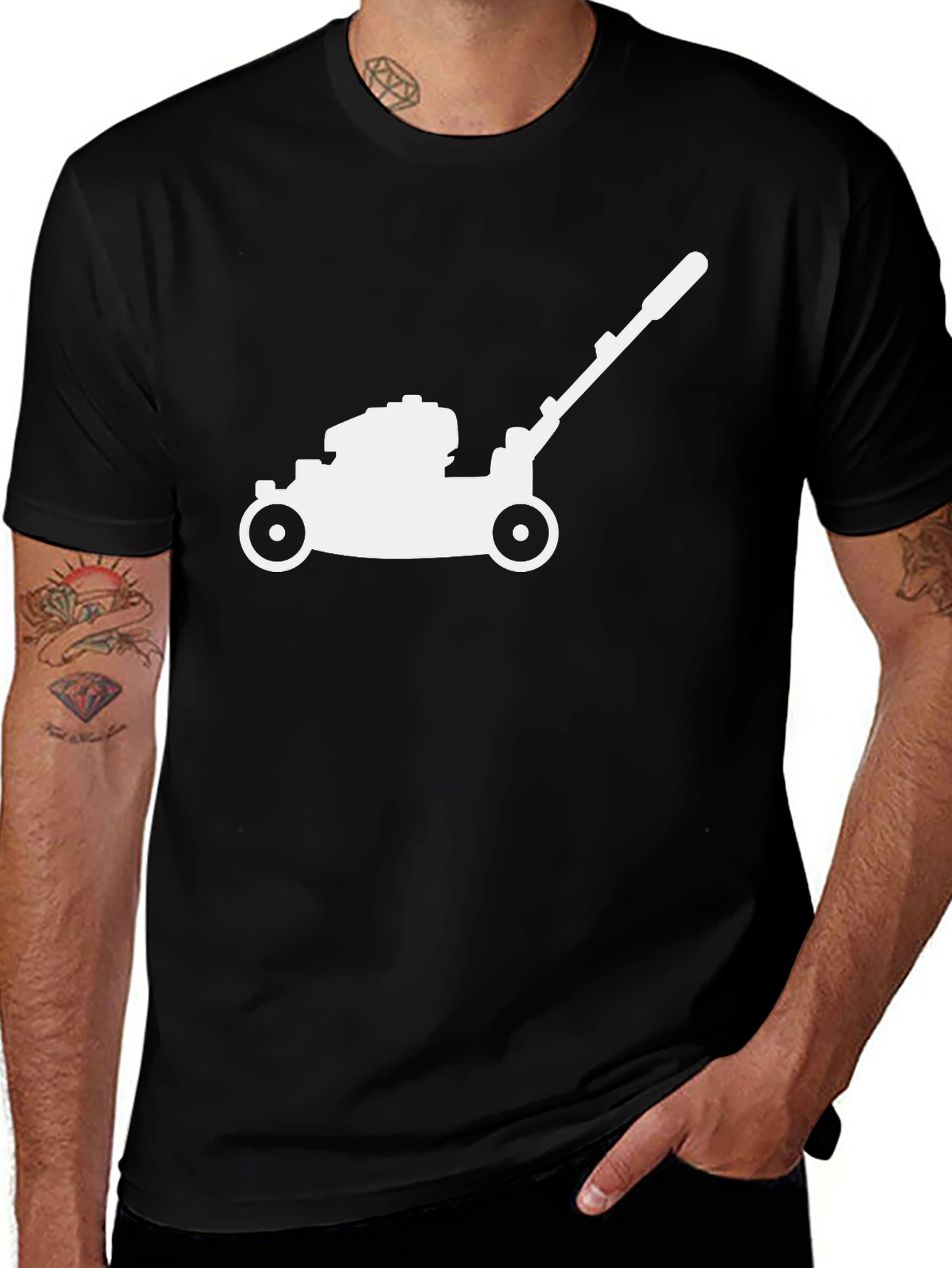Lawn Mower Graphic Tee - Black Cotton T-Shirt