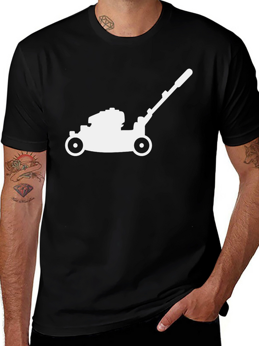 Lawn Mower Graphic Tee - Black Cotton T-Shirt
