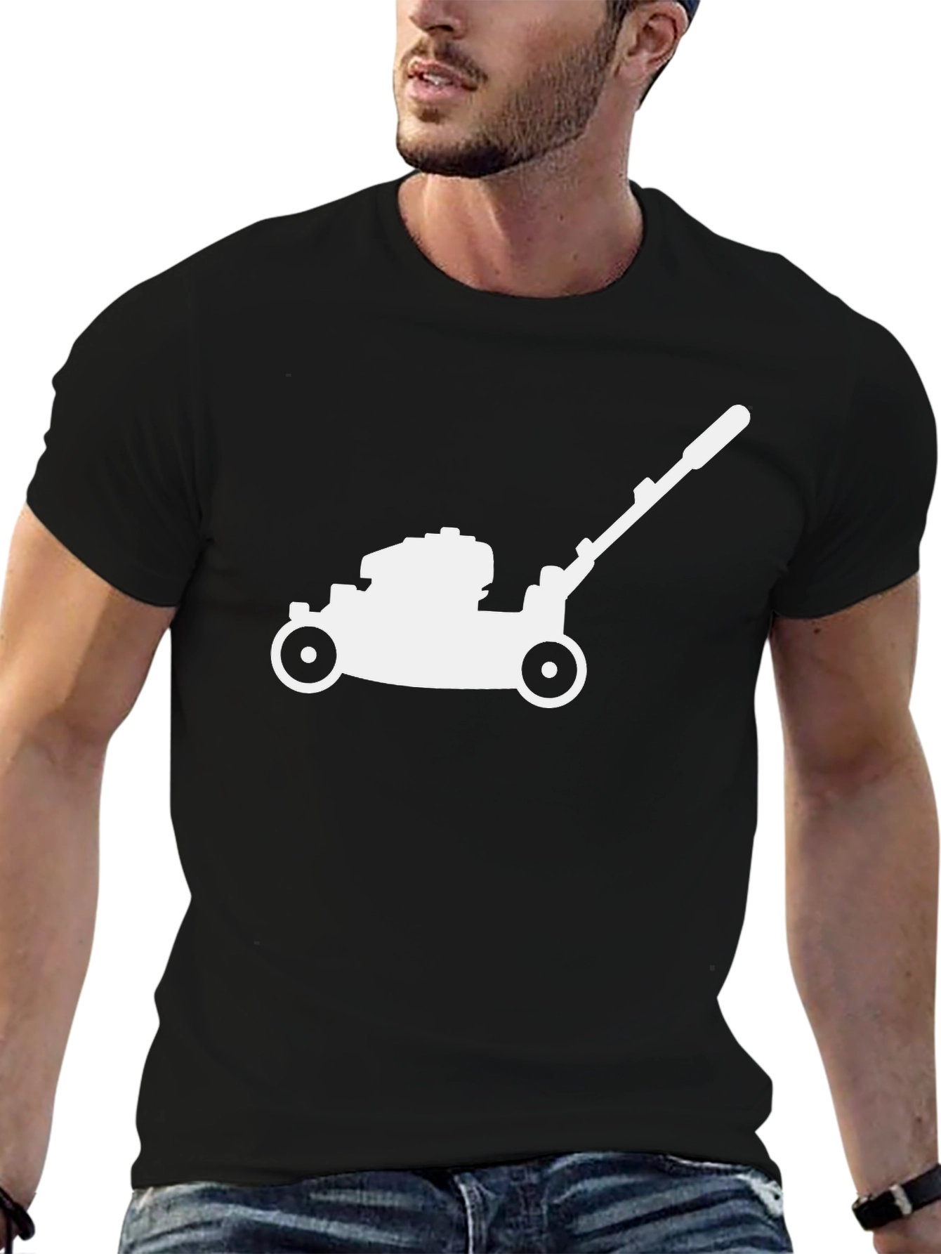 Lawn Mower Graphic Tee - Black Cotton T-Shirt