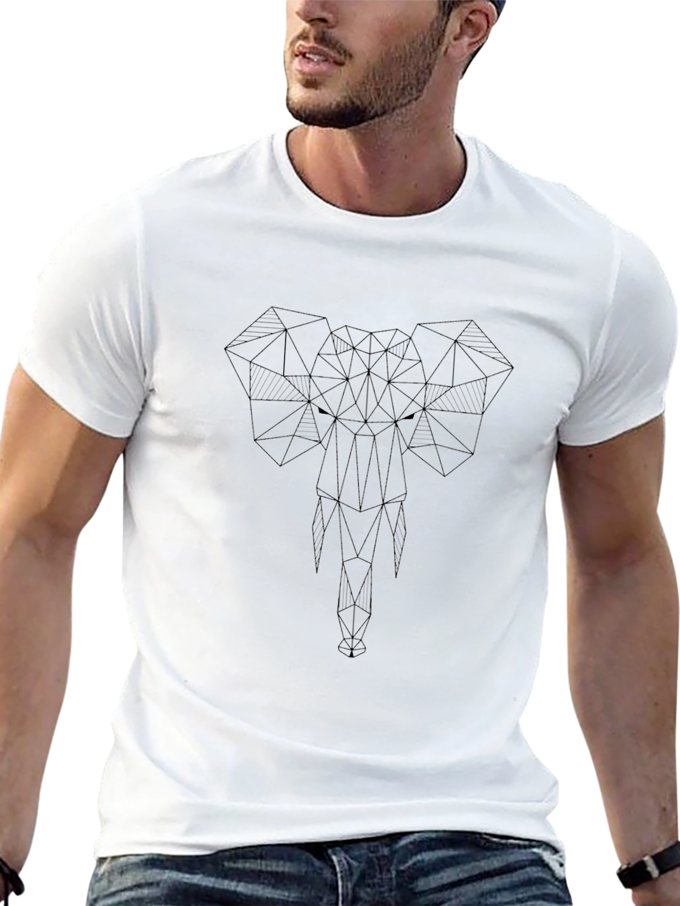 Geometric Elephant Graphic Tee - Mens Black T-Shirt