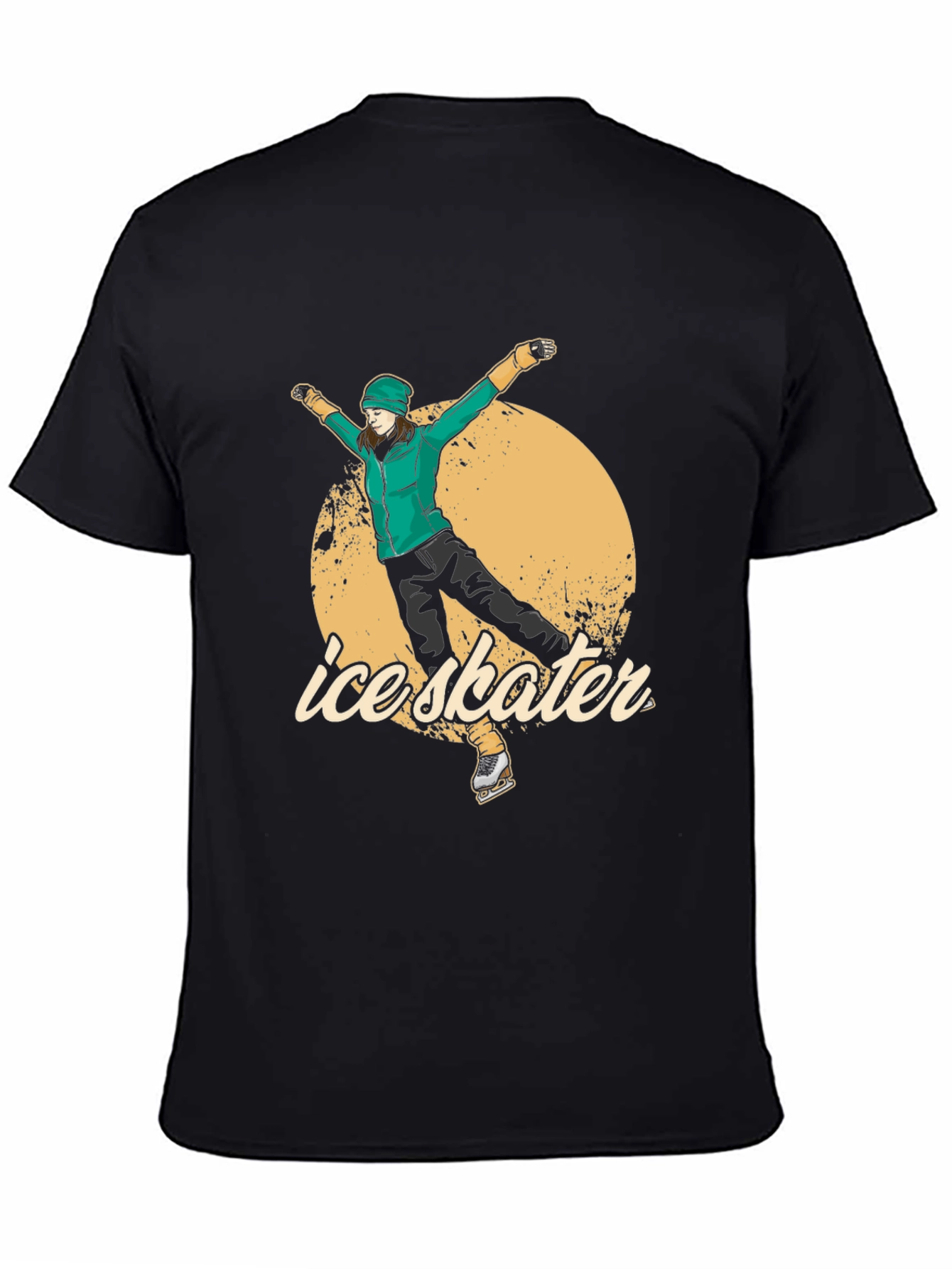 Ice Skater Graphic Tee - Black Cotton T-Shirt