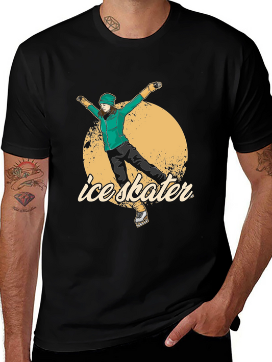 Ice Skater Graphic Tee - Black Cotton T-Shirt
