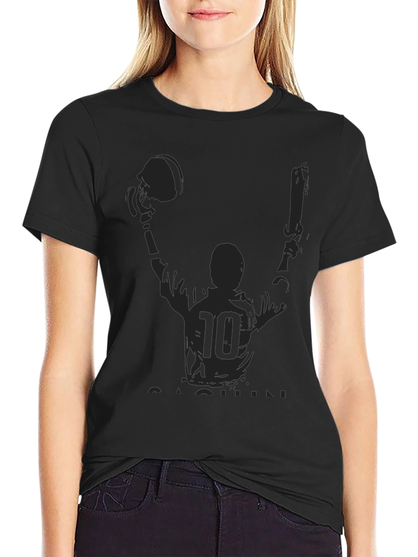 T-Shirt with Football Player Graphic Print