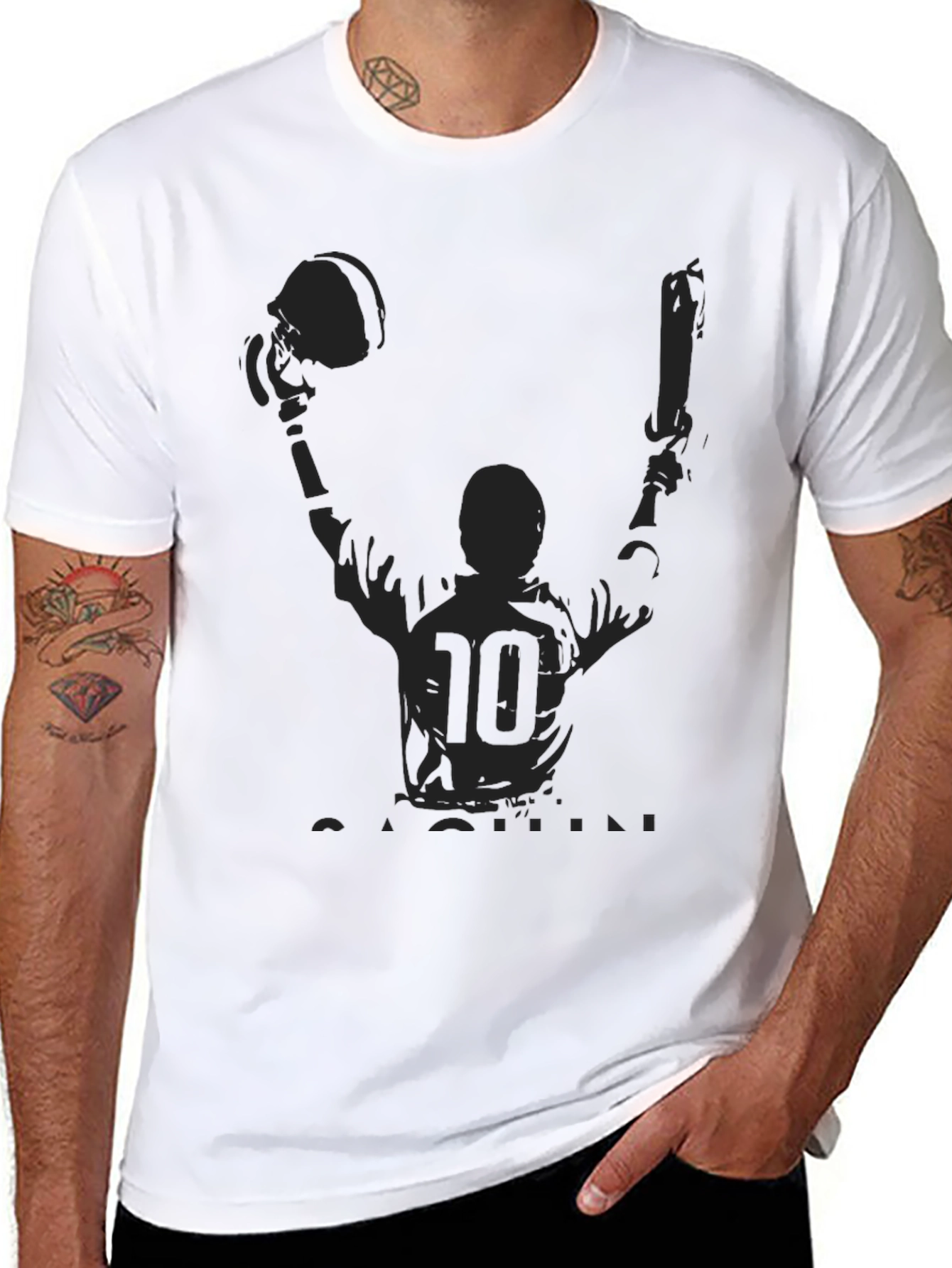 T-Shirt with Football Player Graphic Print