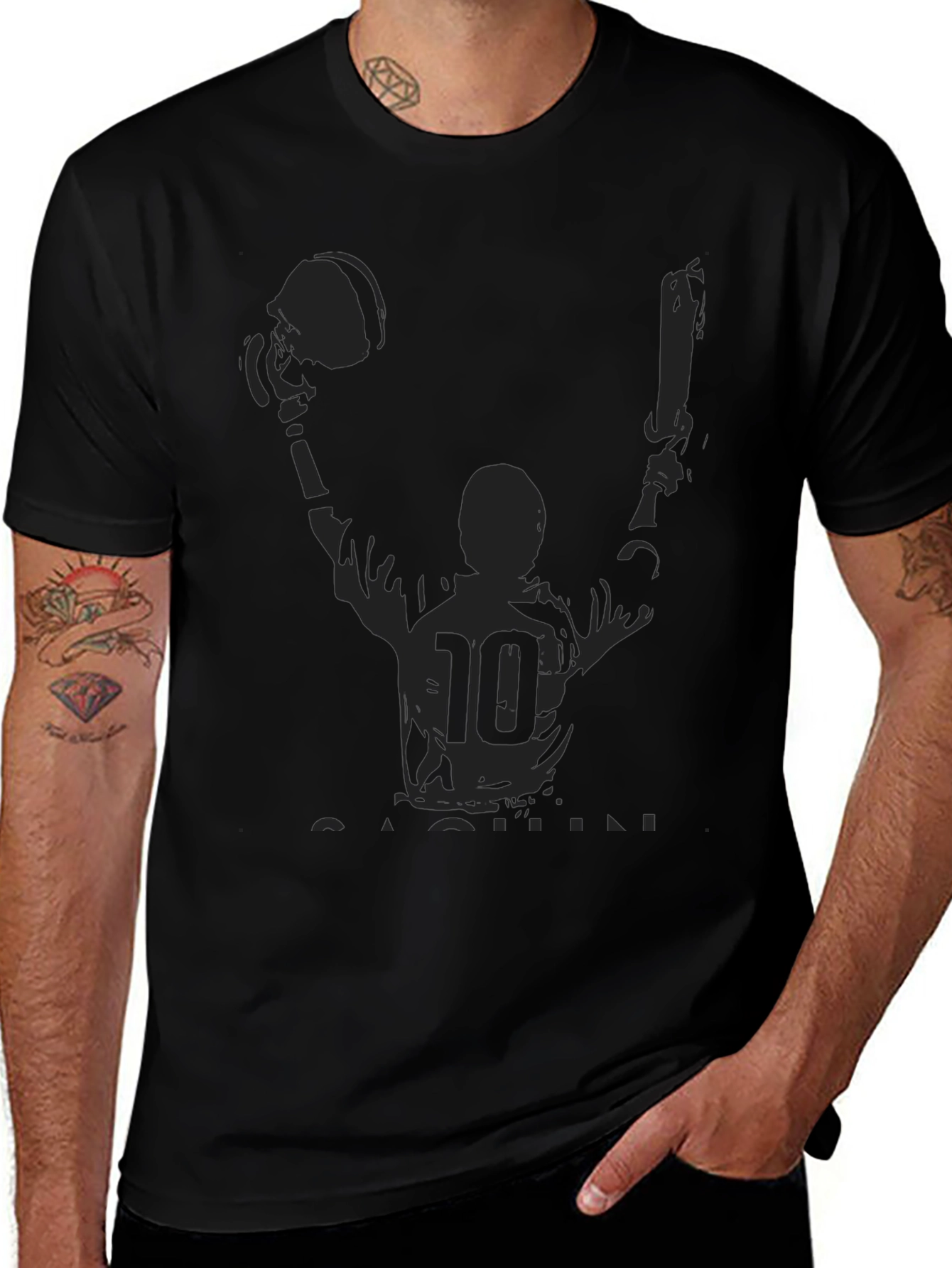 T-Shirt with Football Player Graphic Print