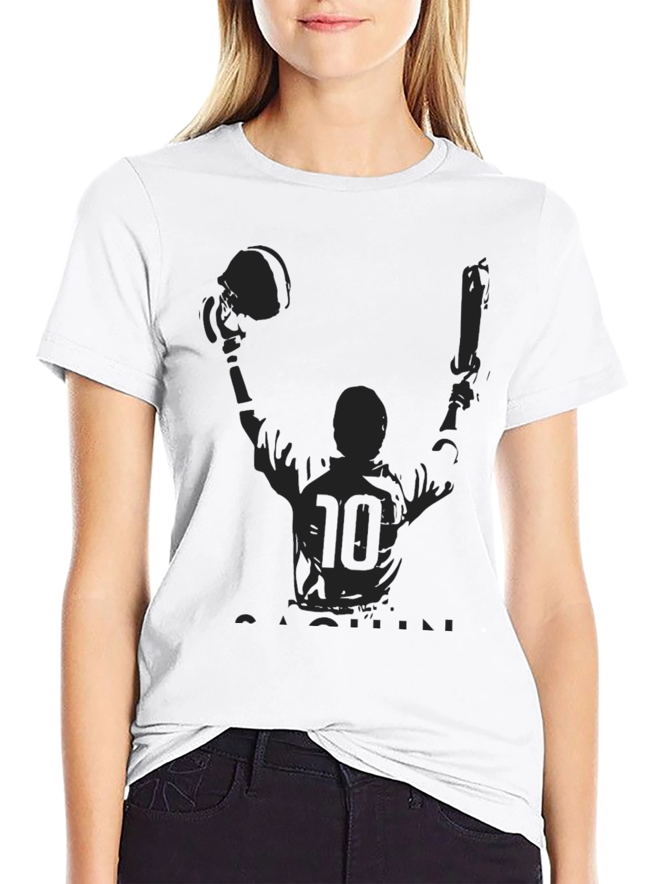 T-Shirt with Football Player Graphic Print
