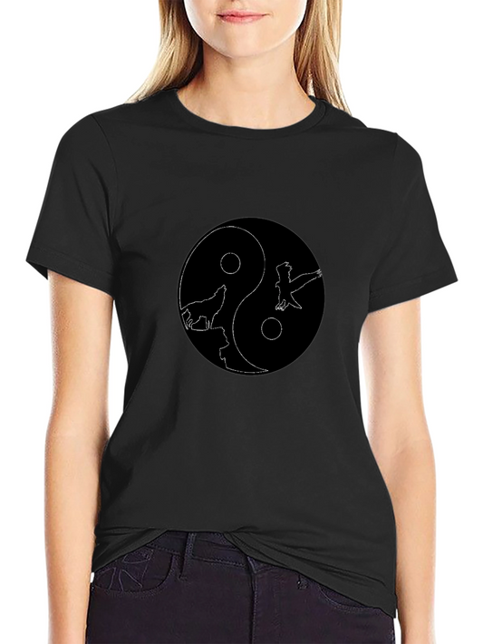 Yin Yang Wolf Eagle Graphic Tee - Balance & Harmony