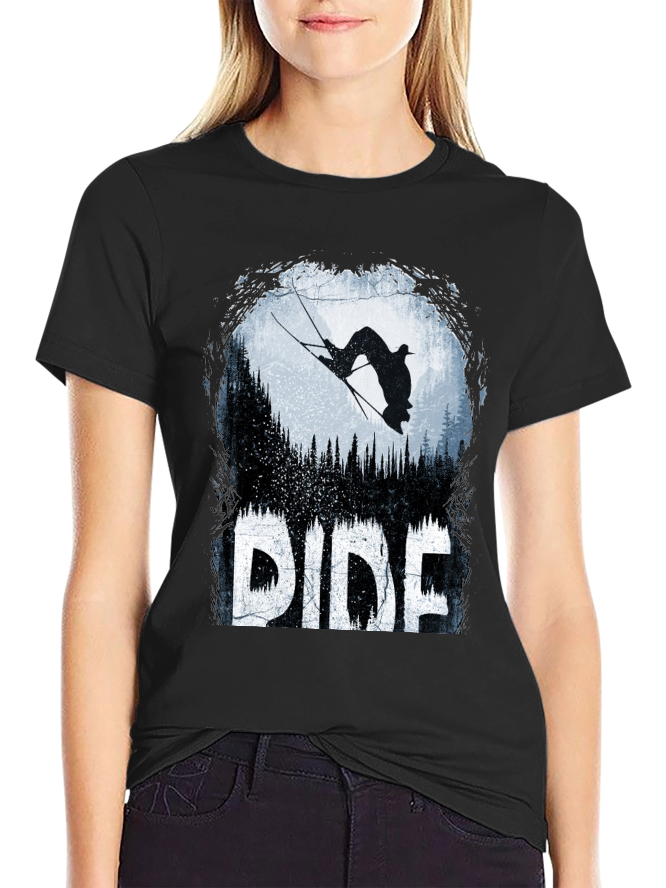 Ride T-Shirt: Skier Silhouette Design