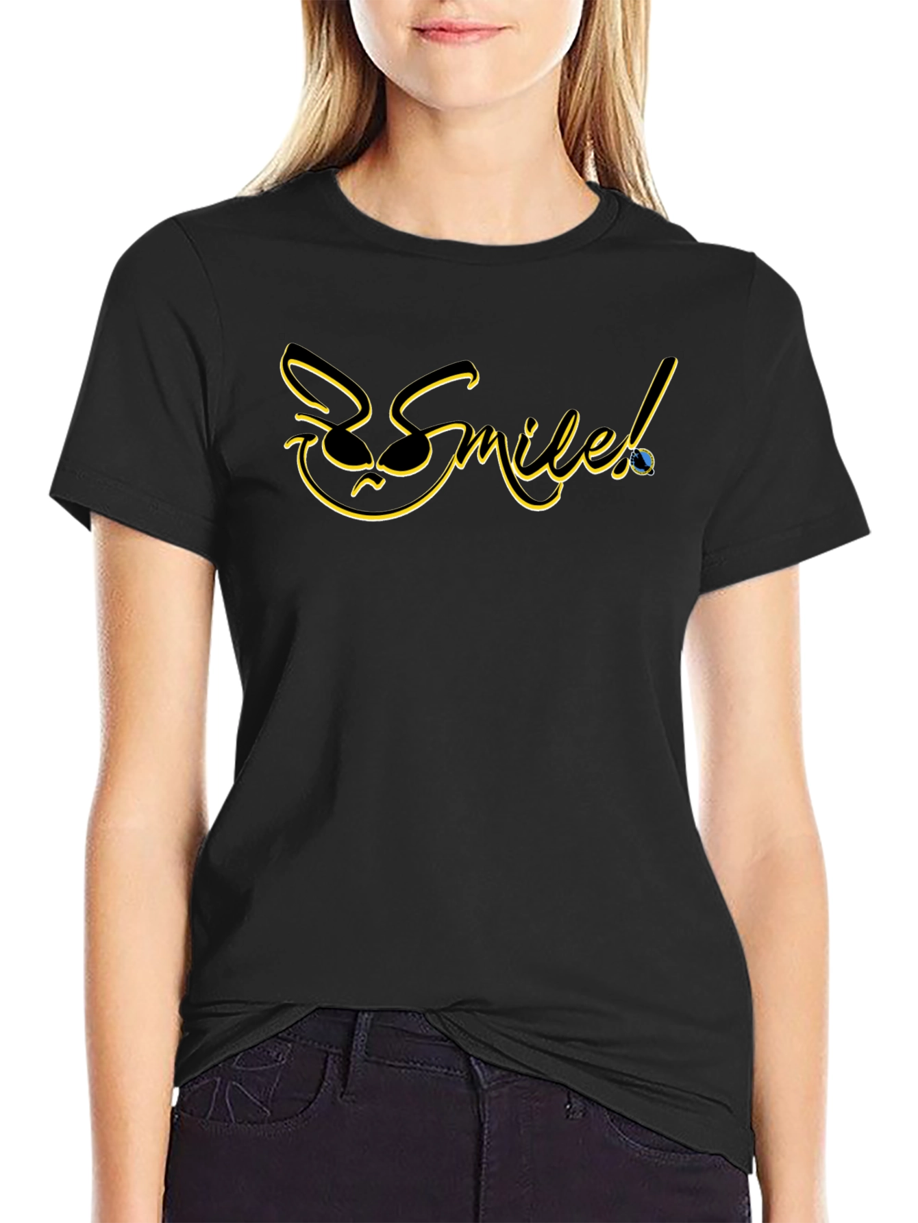 Be Smileed Black Graphic Tee