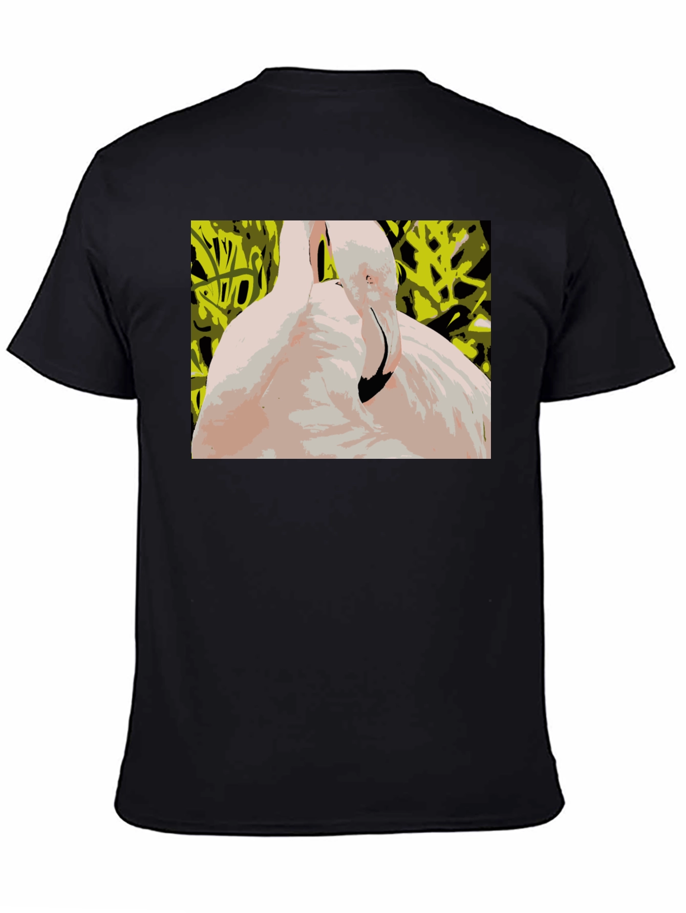Abstract Flamingo Graphic Tee - Stylish Black T-Shirt