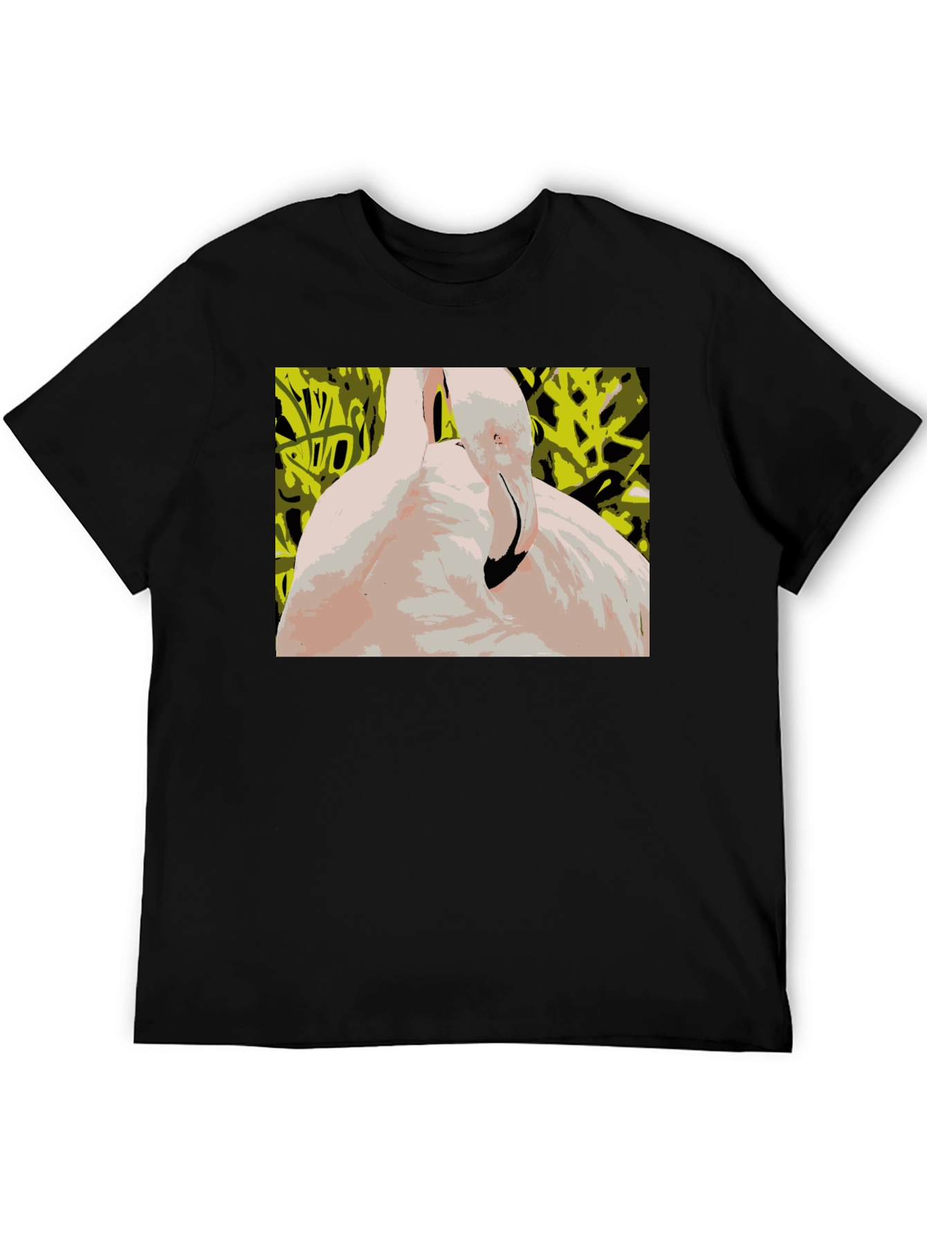 Abstract Flamingo Graphic Tee - Stylish Black T-Shirt