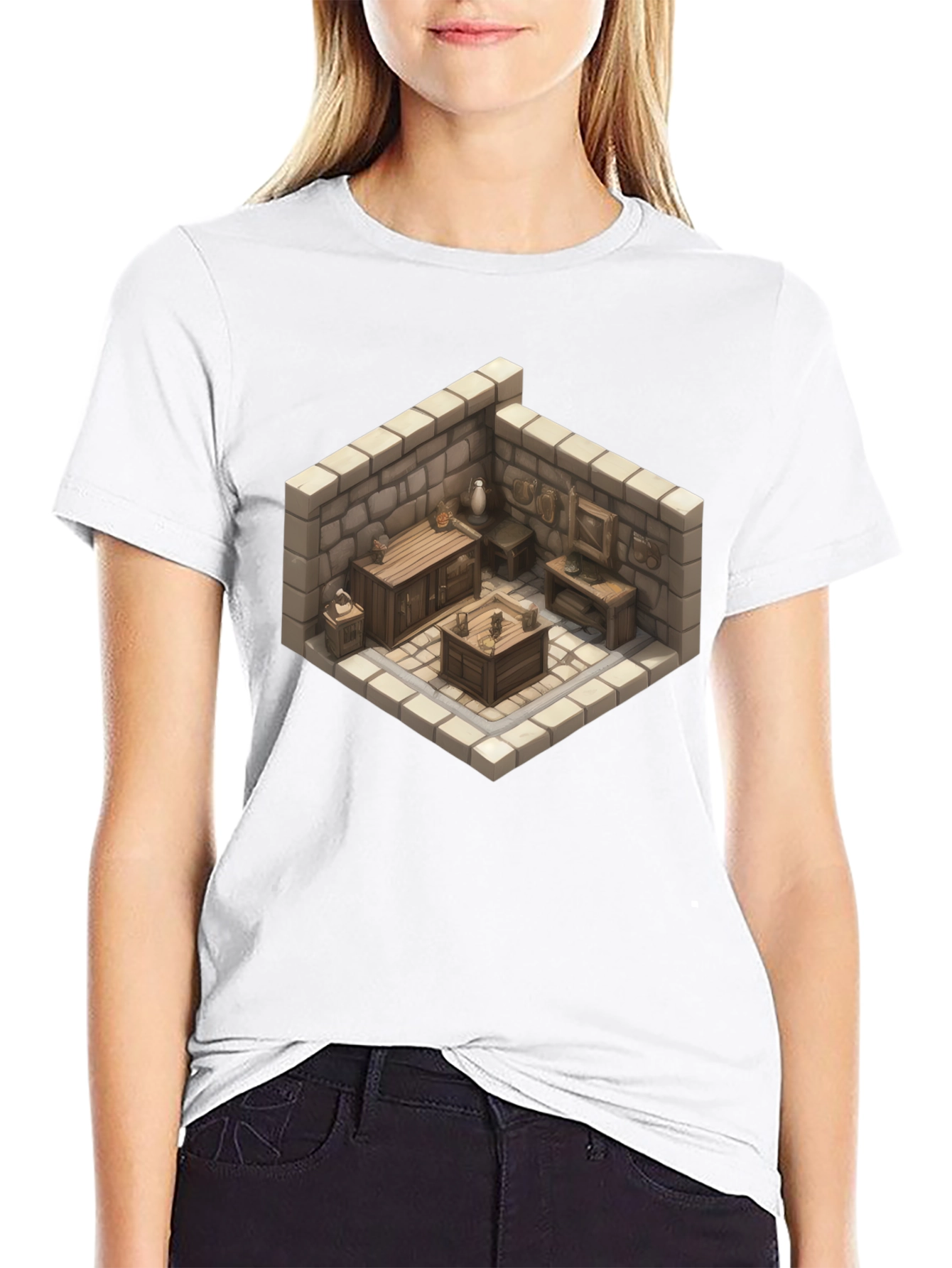 Isometric Dungeon Room Graphic Tee - Gamer Style