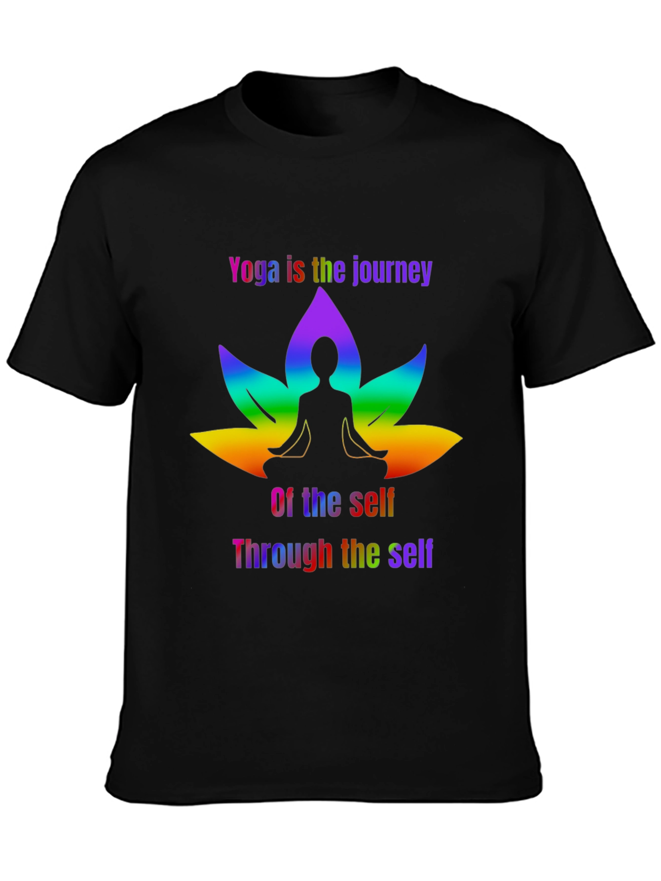 Yoga Journey T-Shirt: Rainbow Lotus & Meditation Design