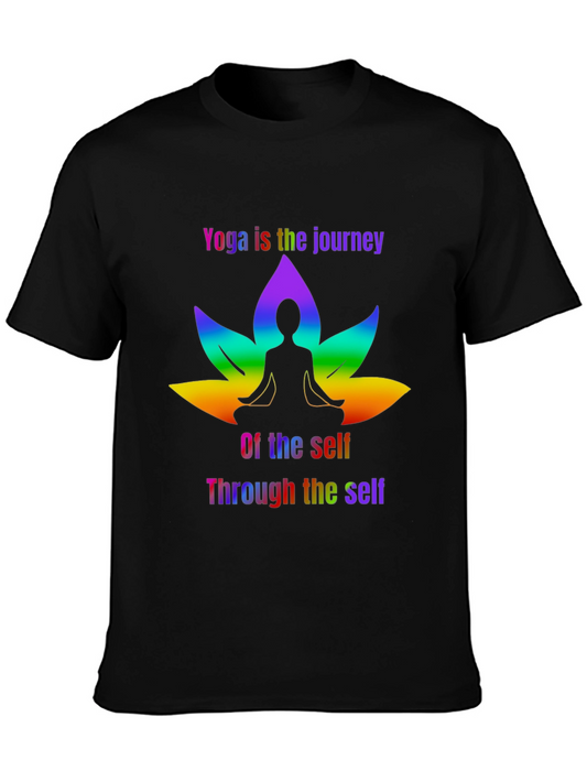 Yoga Journey T-Shirt: Rainbow Lotus & Meditation Design