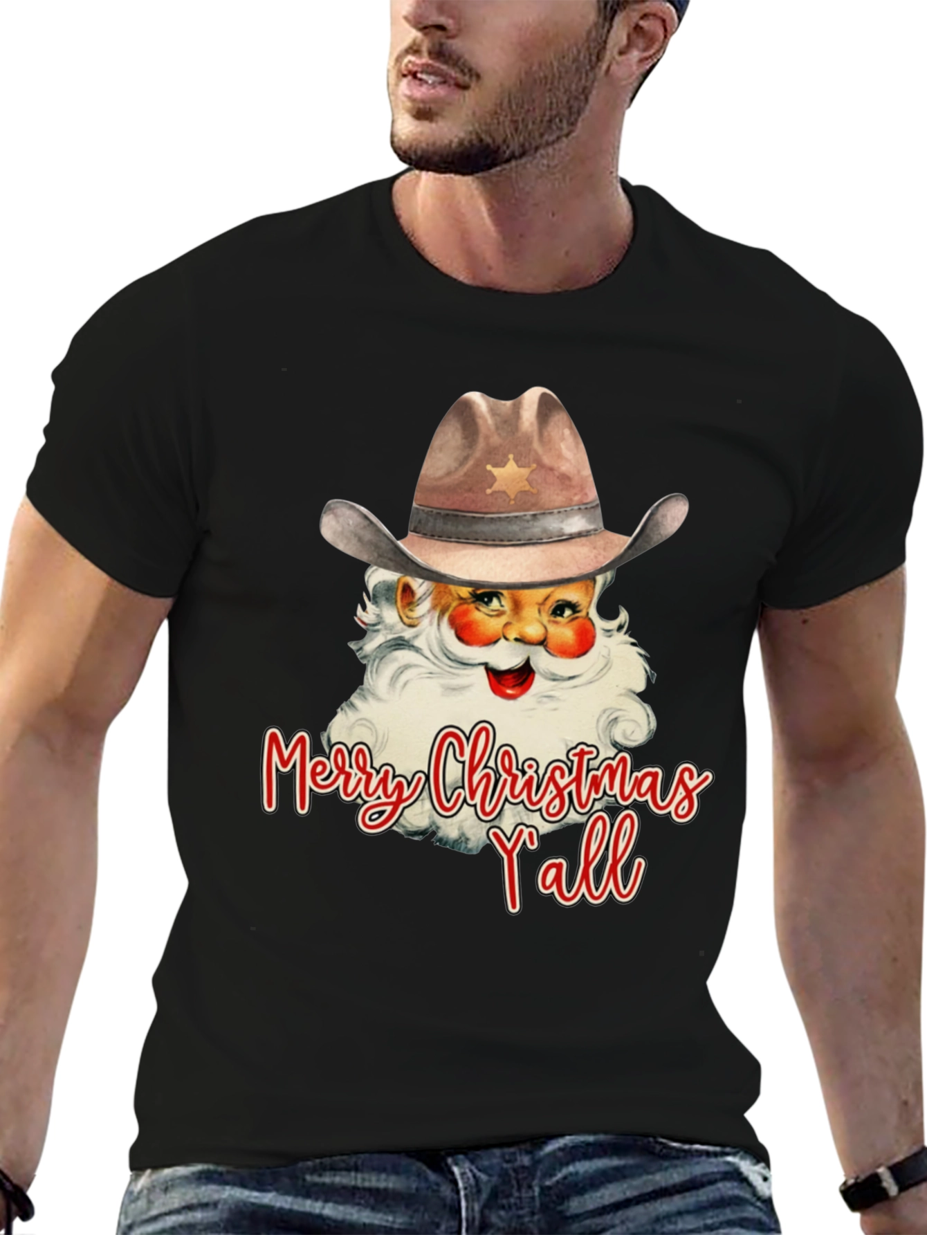Western Santa Merry Christmas Yall T-Shirt