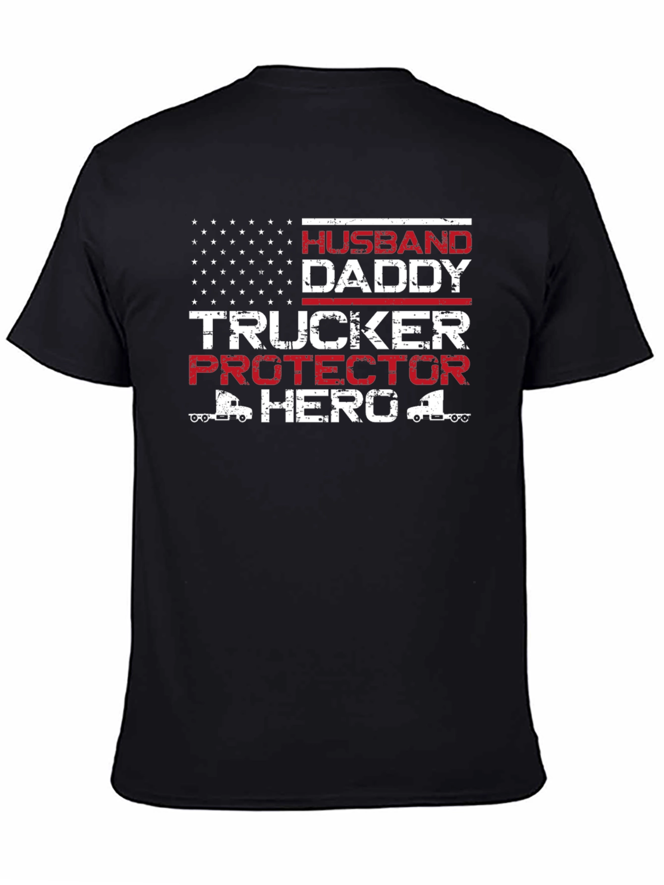 Husband Daddy Trucker Hero Graphic T-Shirt