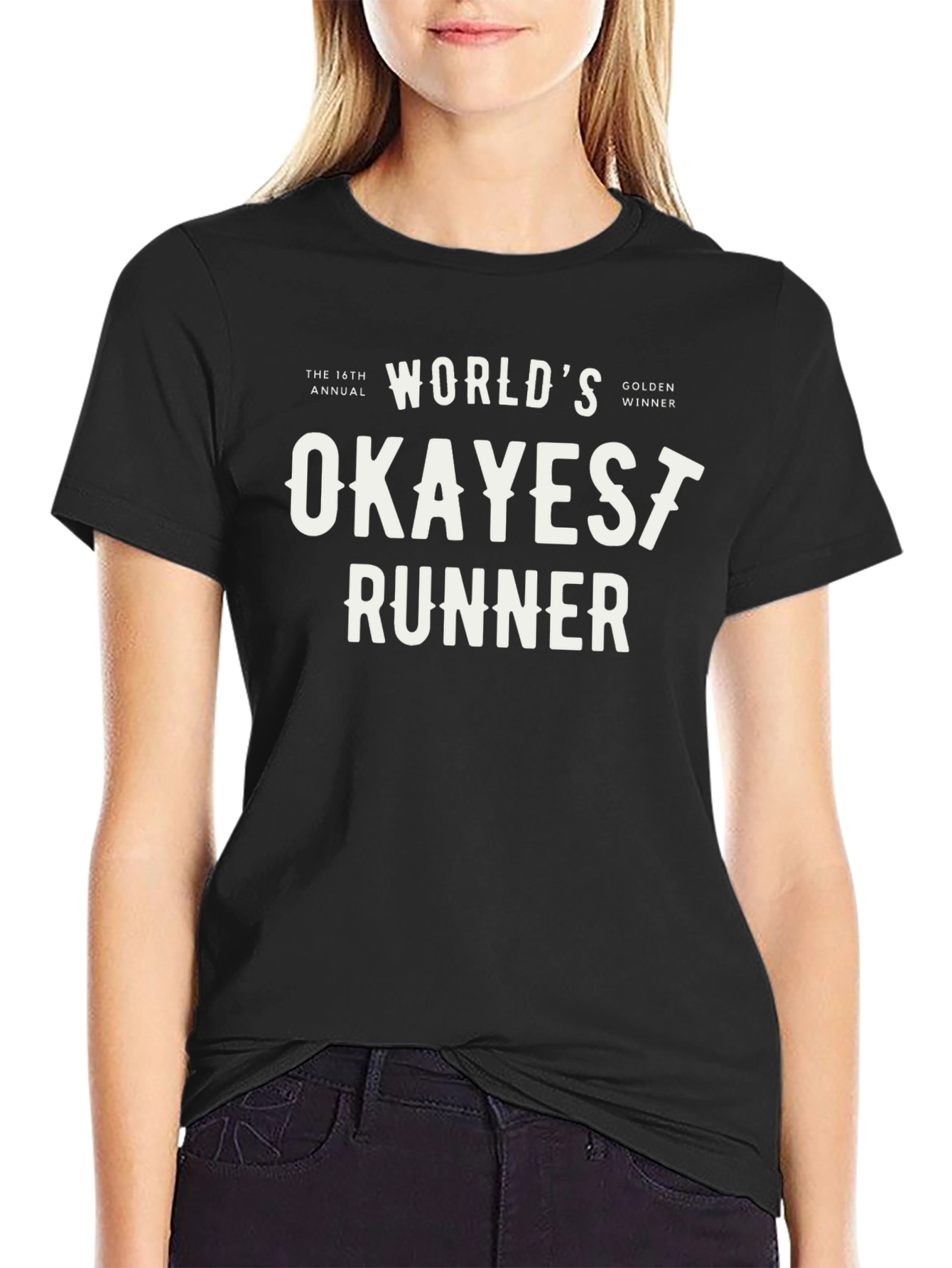 Worlds Okayest Runner Black T-Shirt