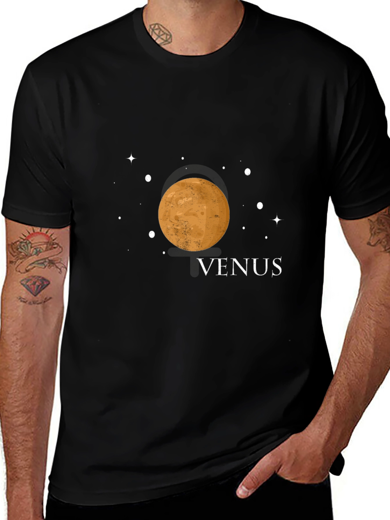 Venus Planet Graphic Tee - Black Cotton Blend Shirt