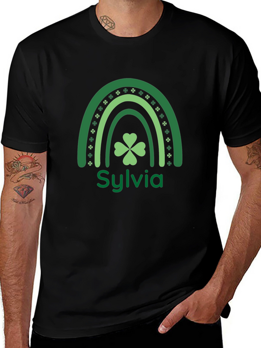 Sylvia St. Patricks Day Rainbow Clover Personalized T-Shirt