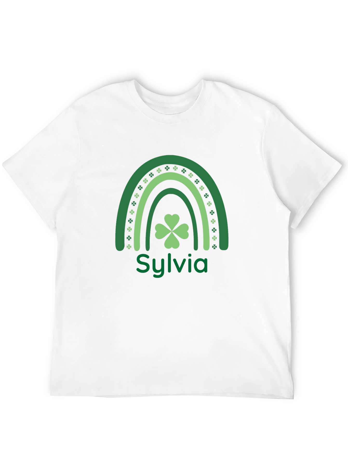 Sylvia St. Patricks Day Rainbow Clover Personalized T-Shirt