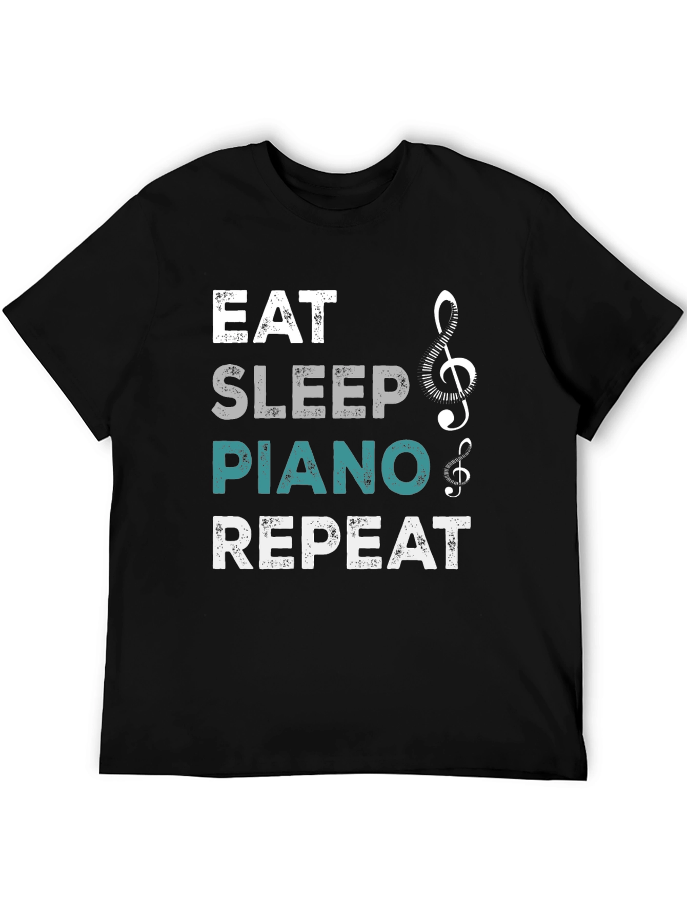 Eat Sleep Piano Repeat Black T-Shirt
