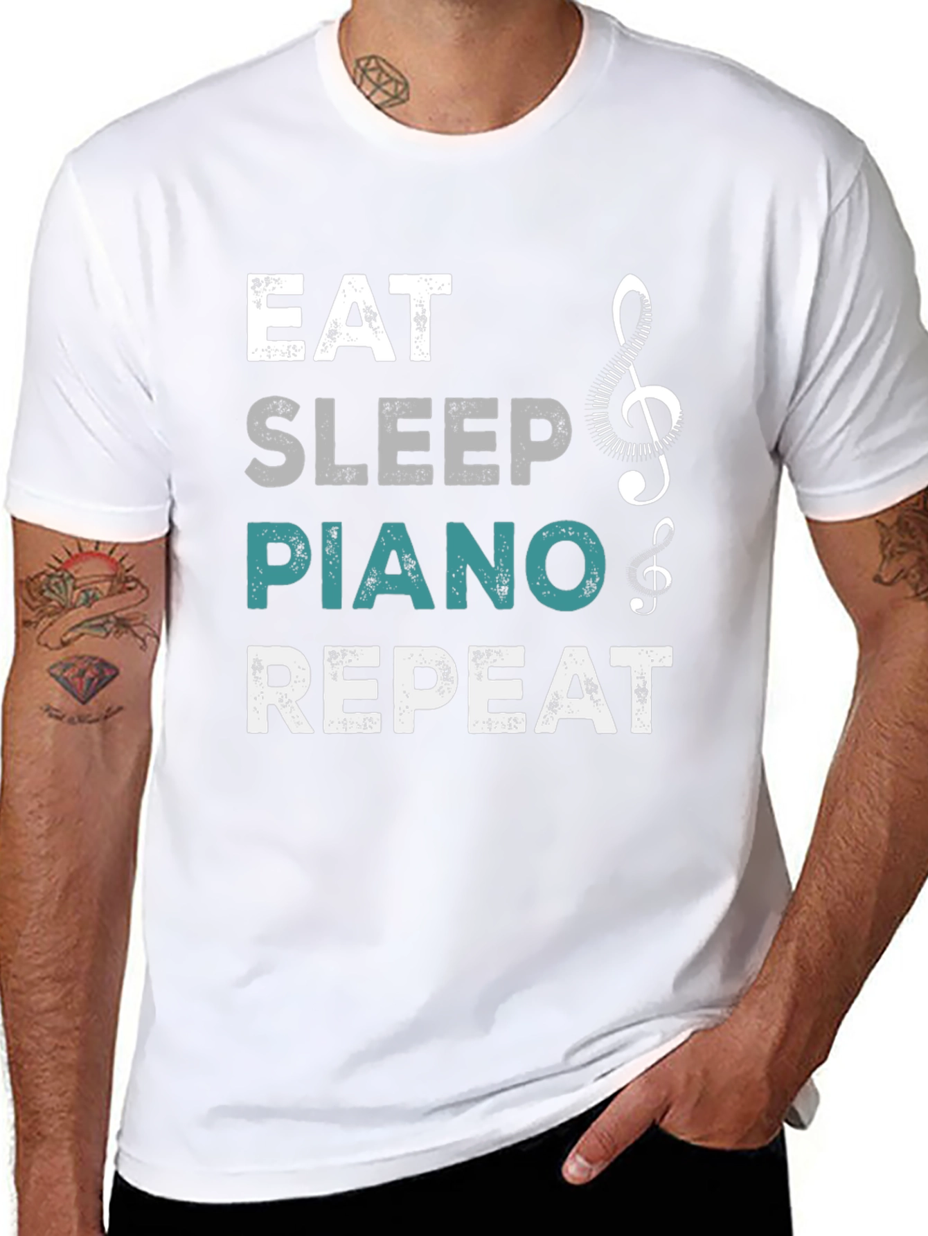 Eat Sleep Piano Repeat Black T-Shirt