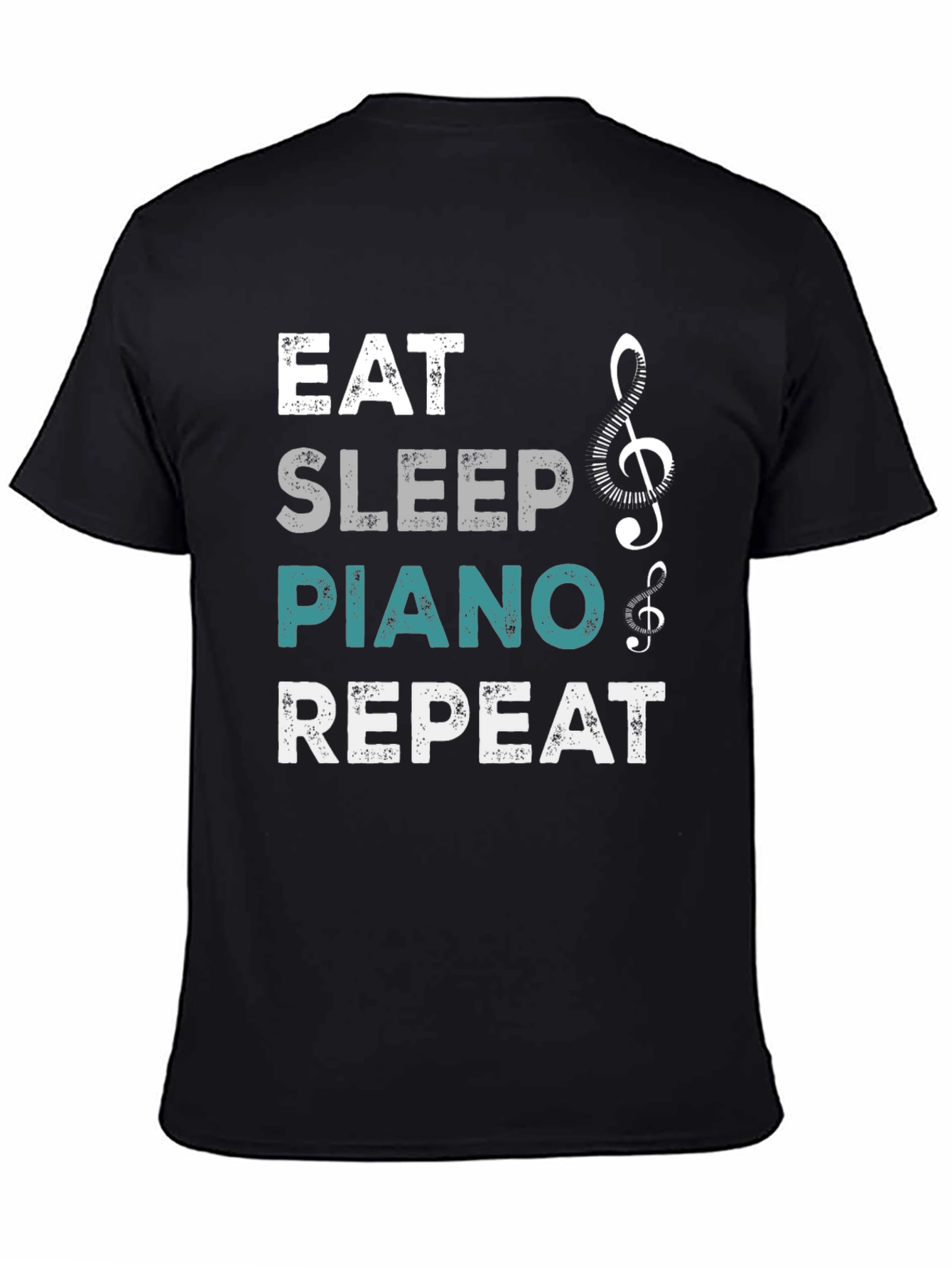 Eat Sleep Piano Repeat Black T-Shirt