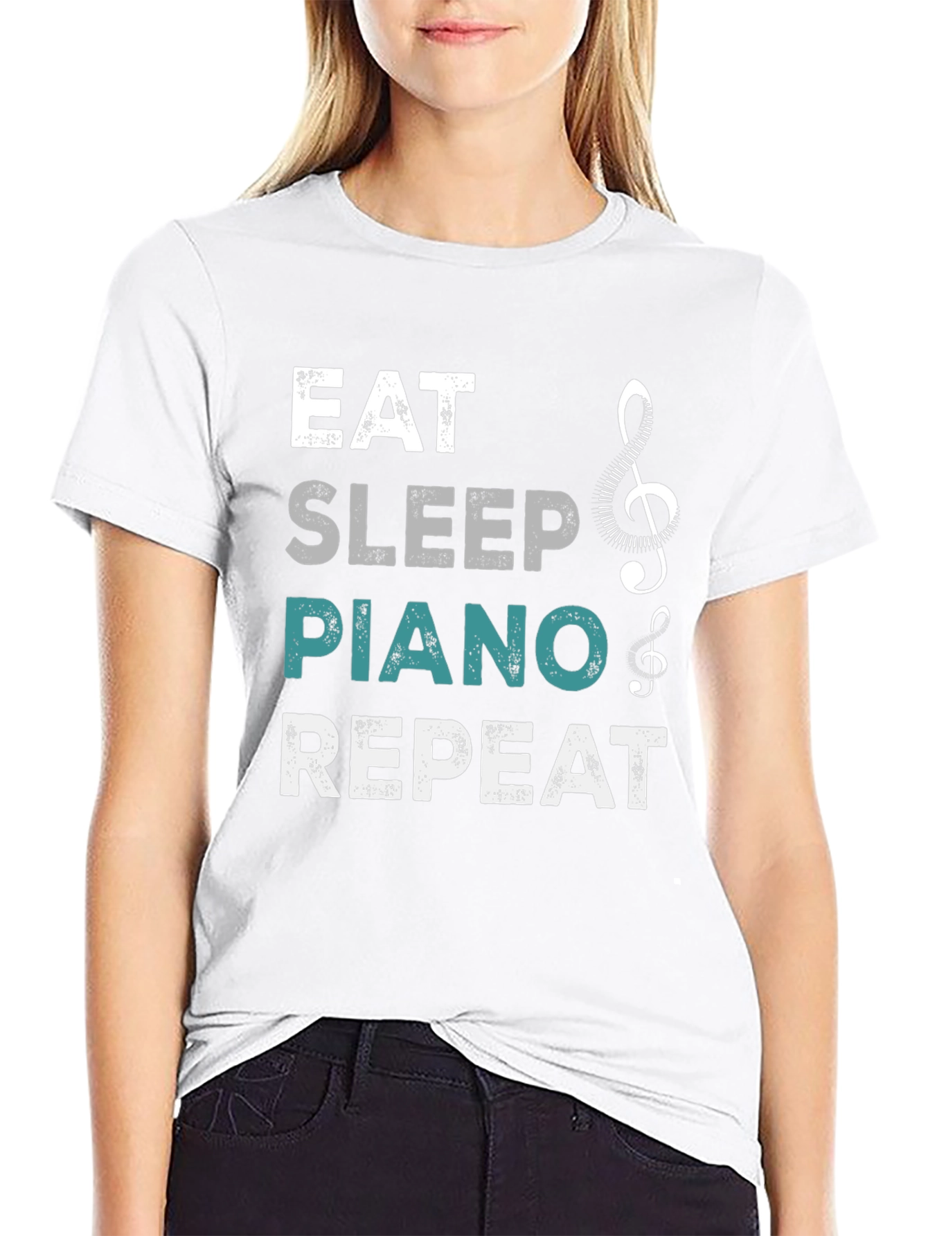 Eat Sleep Piano Repeat Black T-Shirt