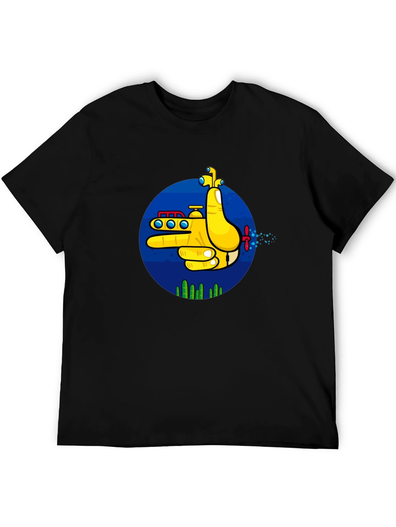 Yellow Submarine Finger Gun Graphic Tee - Unique Design