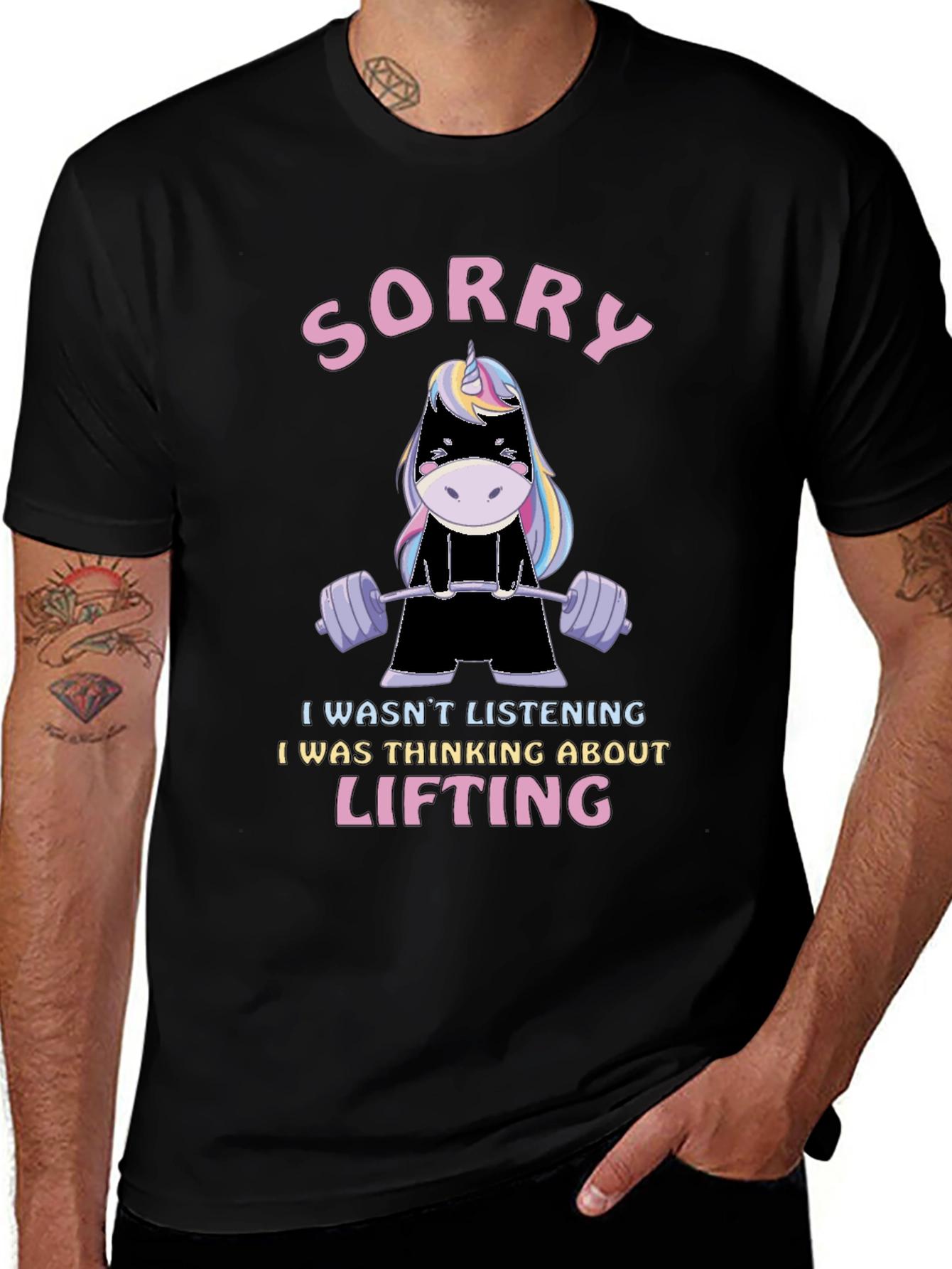 Sorry Lifting Unicorn Graphic T-Shirt