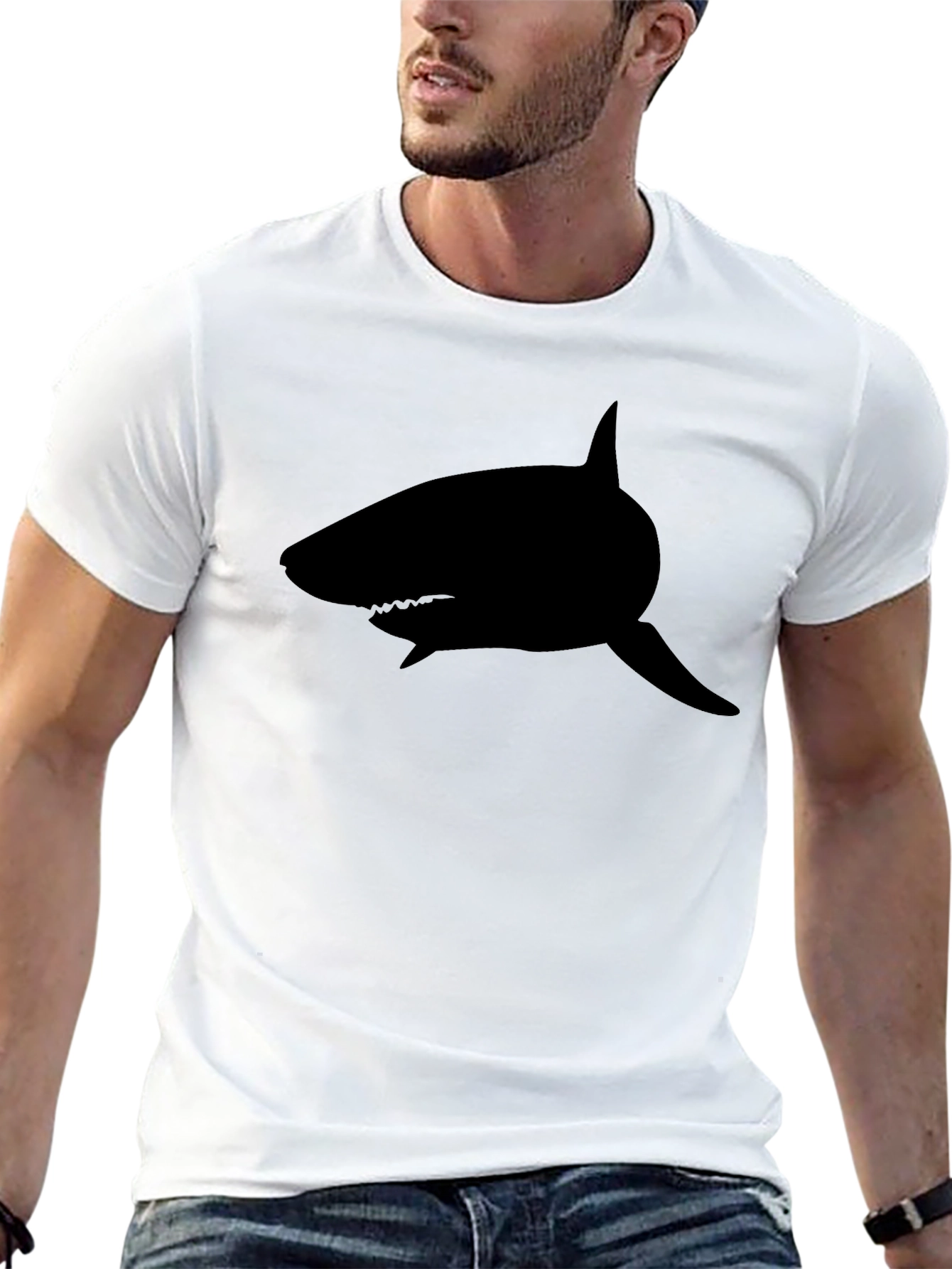 Mens Black Shark Graphic Tee - Classic Fit