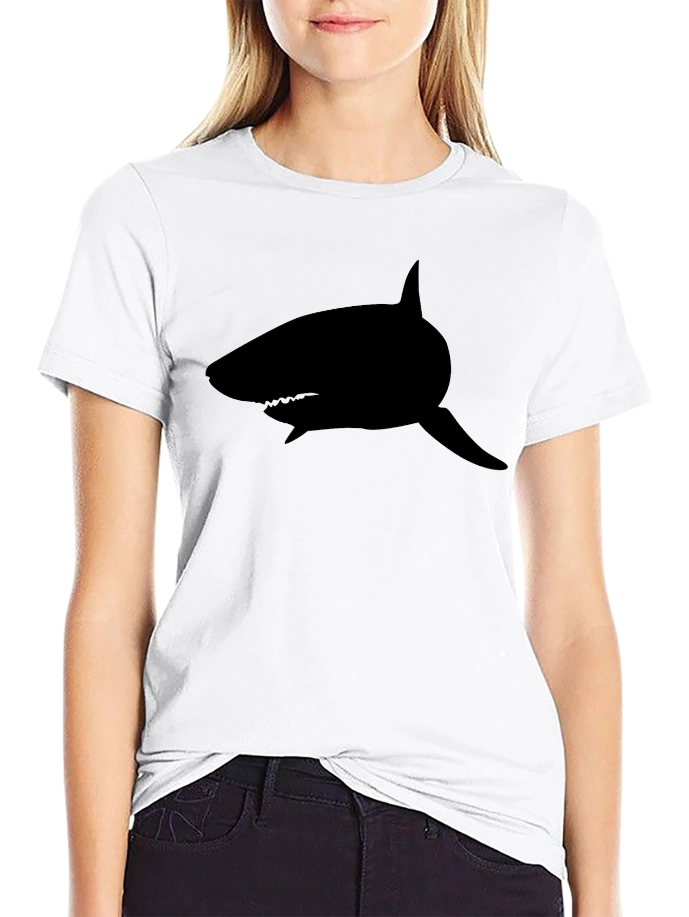 Mens Black Shark Graphic Tee - Classic Fit