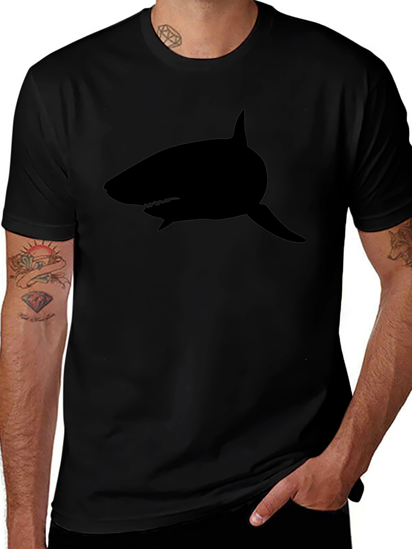 Mens Black Shark Graphic Tee - Classic Fit