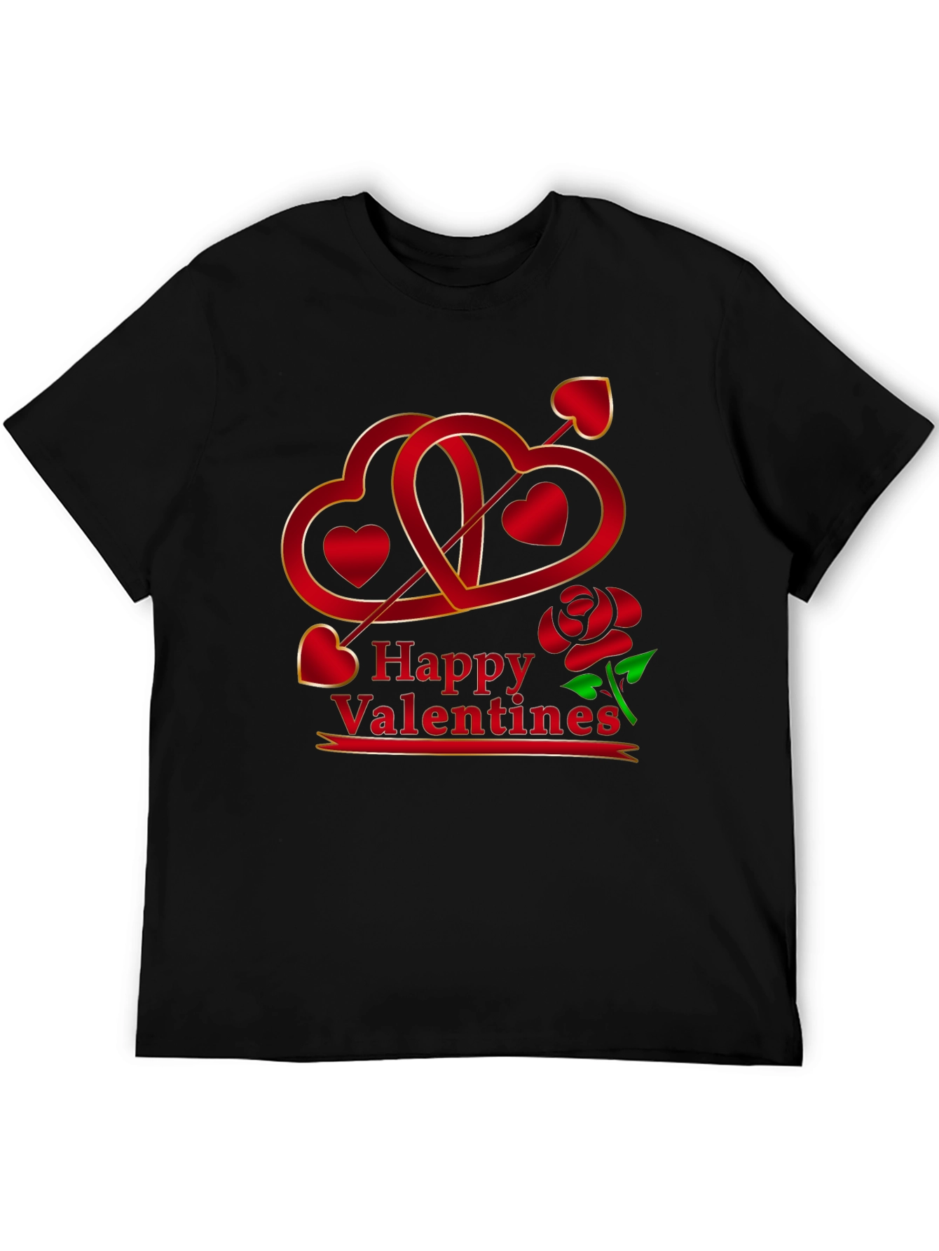 Happy Valentines Graphic Tee - Heart Arrow Rose