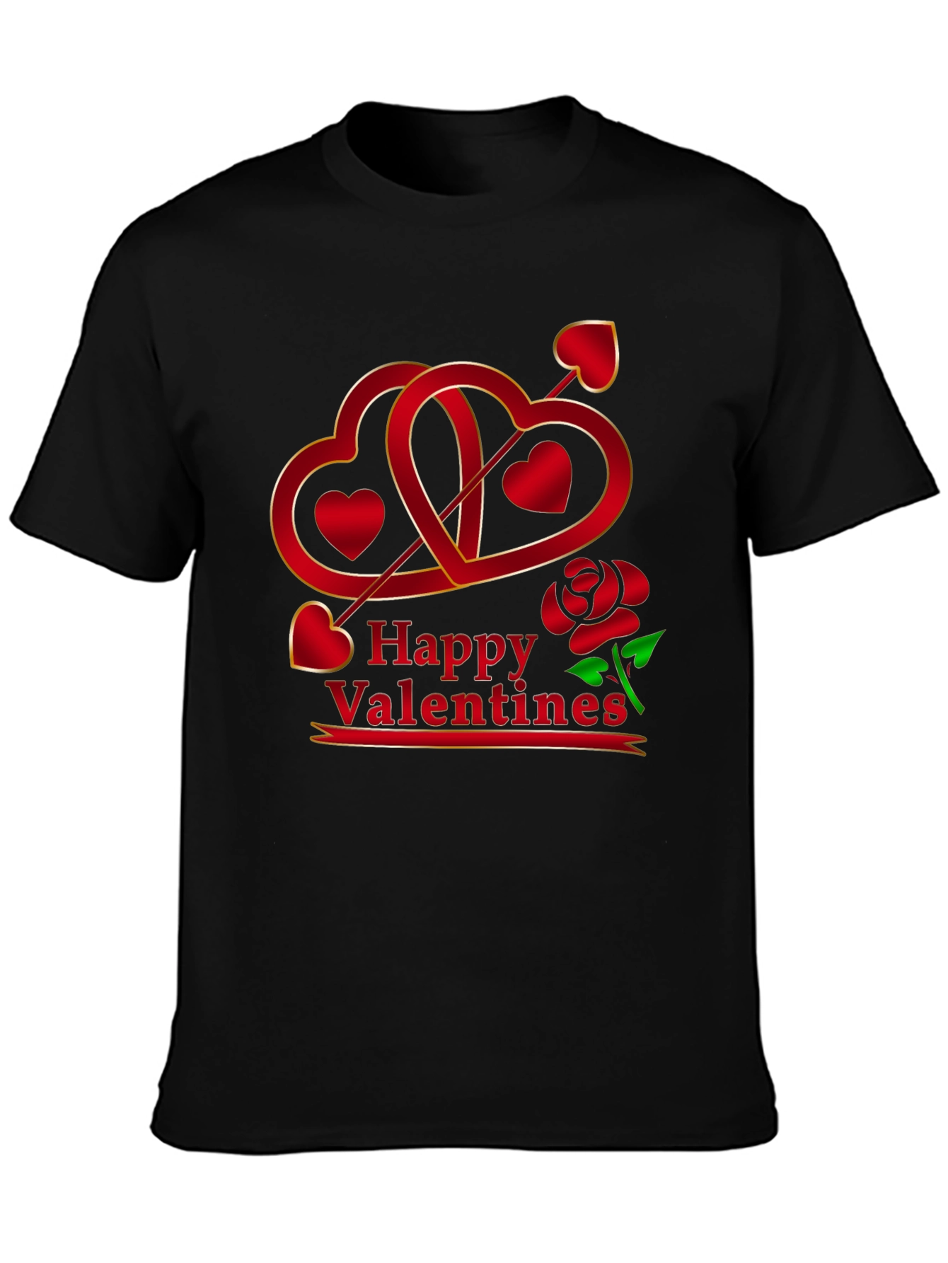 Happy Valentines Graphic Tee - Heart Arrow Rose
