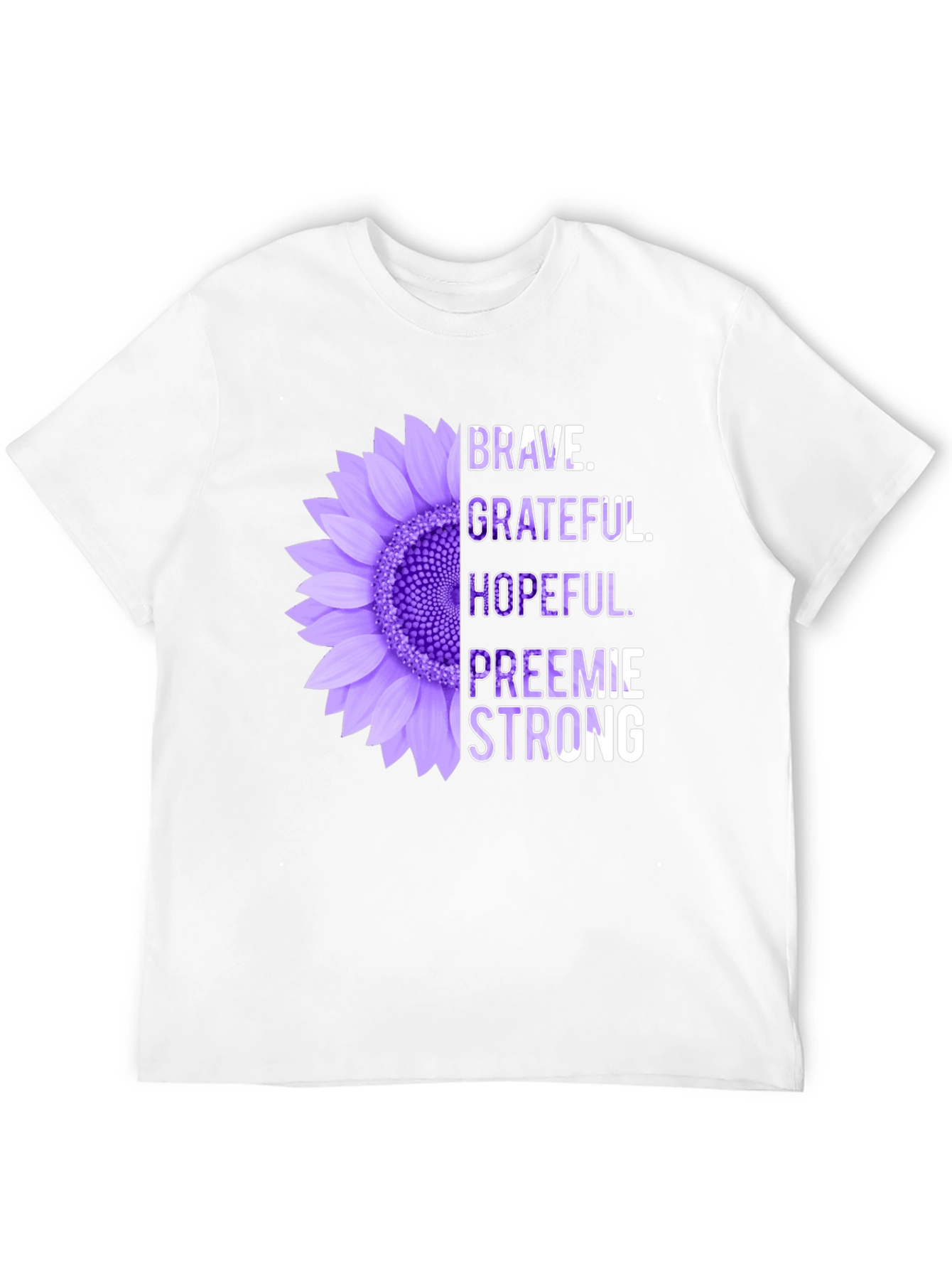 Brave Preemie Strong Purple Sunflower T-Shirt