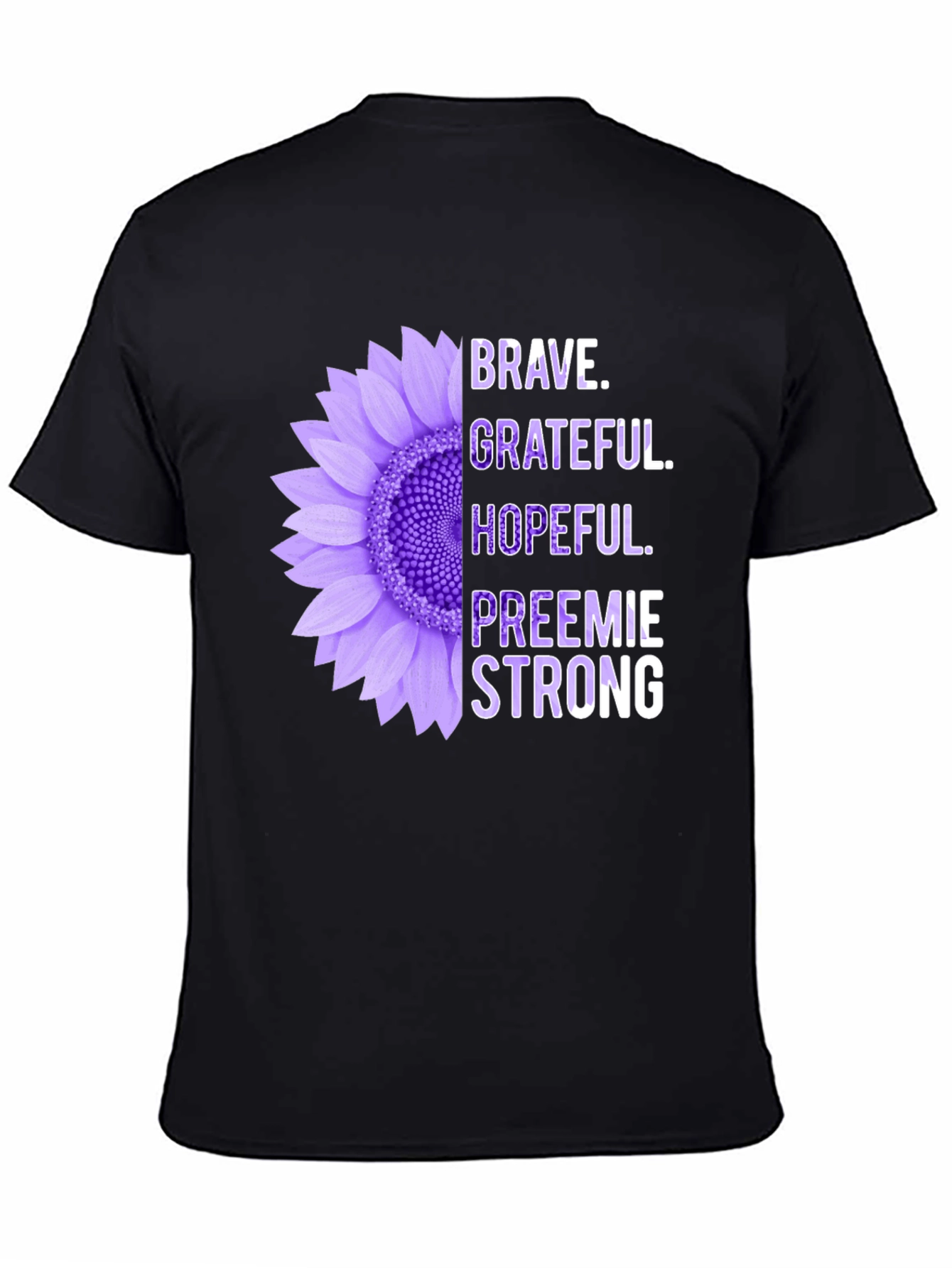 Brave Preemie Strong Purple Sunflower T-Shirt