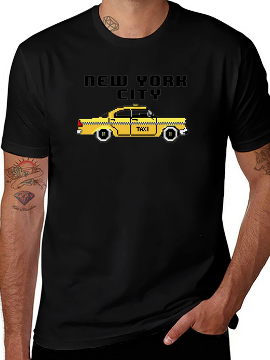 NYC Taxi Pixel Art T-Shirt - Retro City Style